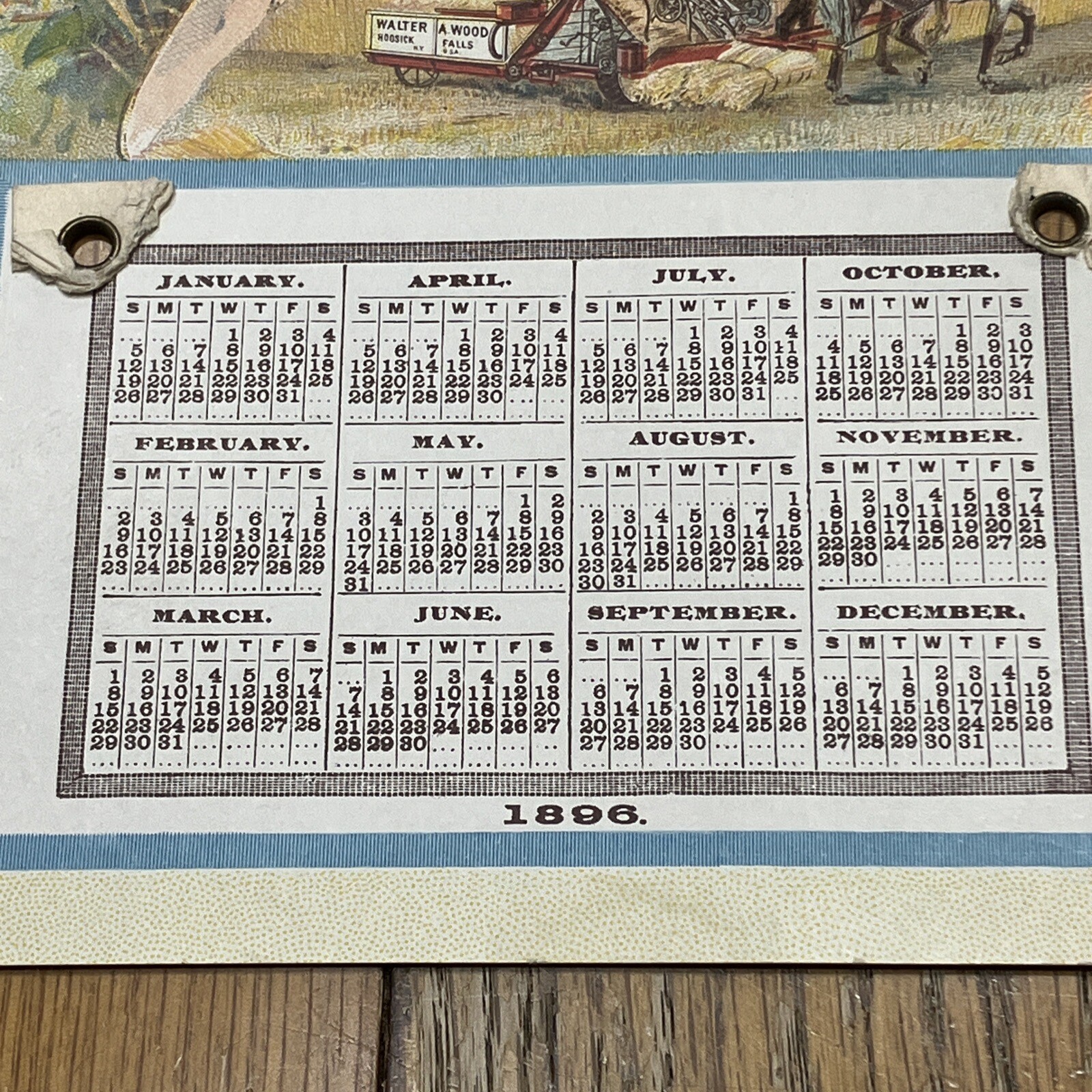 Antique 1896 Advertising Calendar Walter A. Wood Agriculture Farm Peek A Boo Kid