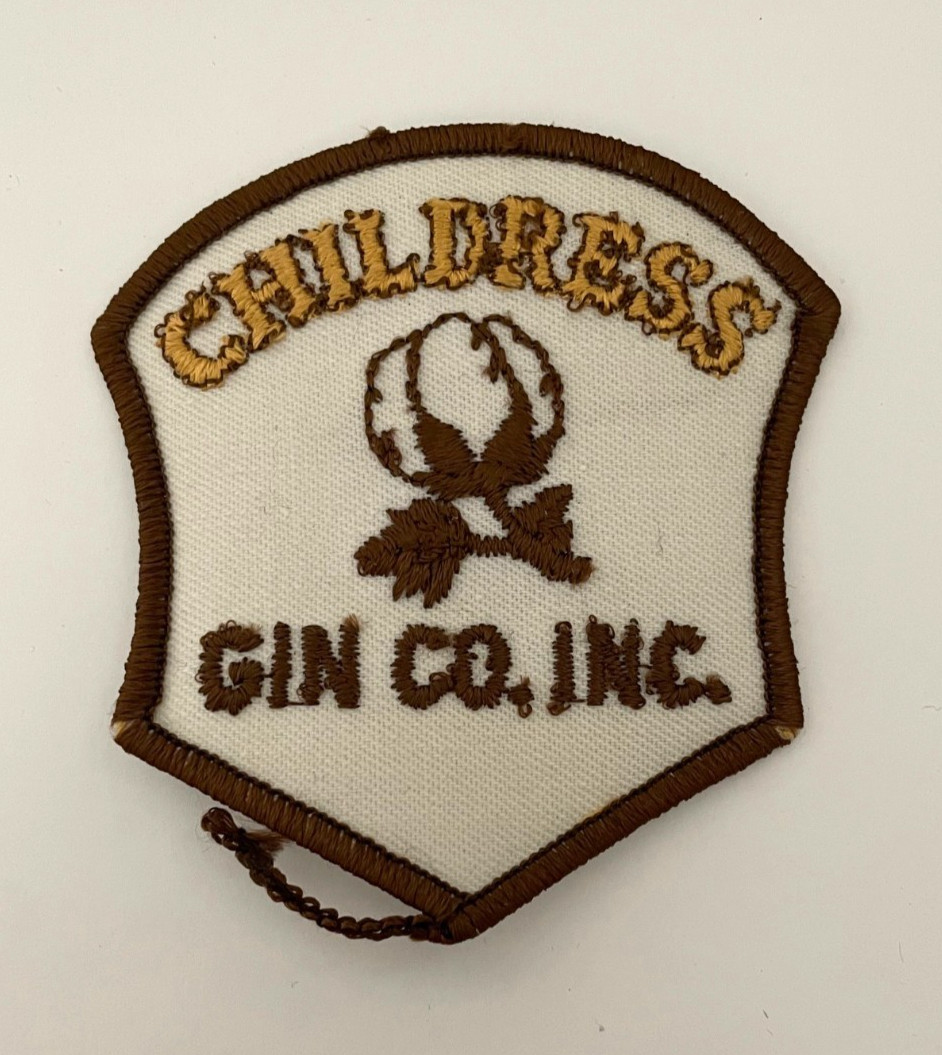 Vintage Childress Gin Co Inc Embroidered Iron on Patch Cotton Flower Texas TX
