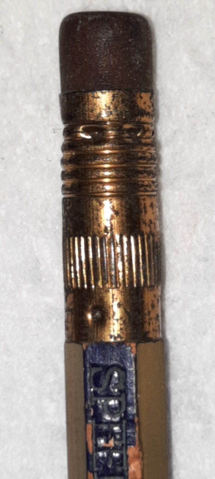 LONG FERRULE « Sherman Hatchery – Phone 1105 » Gold & Black Unused Wood Pencil