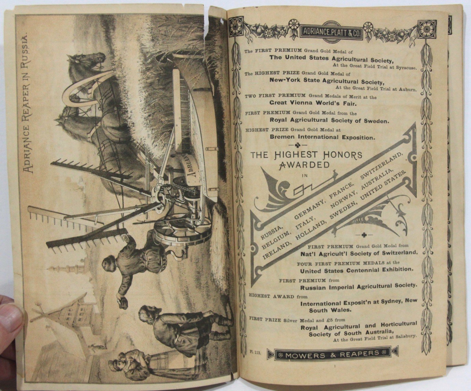 1880s Catalog of Mowers and Reapers – Adriance, Platt & Co of Poughkeepsie NY