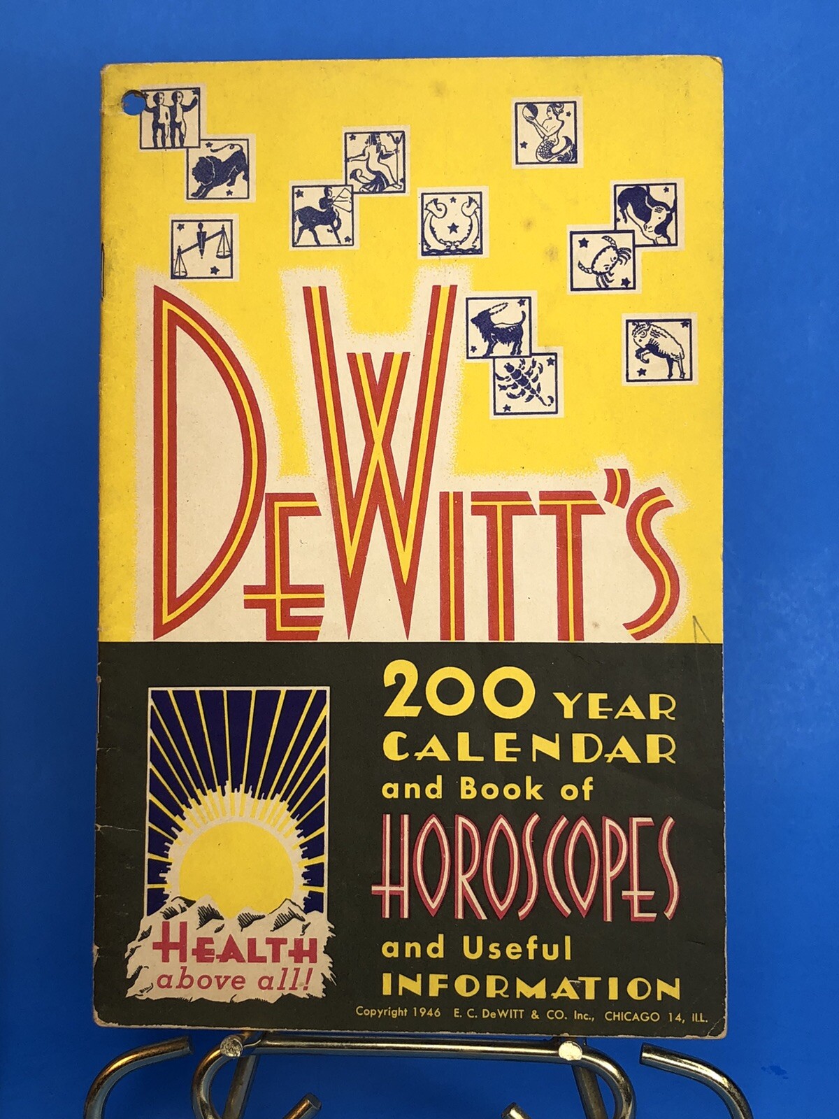 Set of 2 Vintage 1946 DeWitt&rsquo;s 200 Year Calendar Horoscope Book 40s Astrology