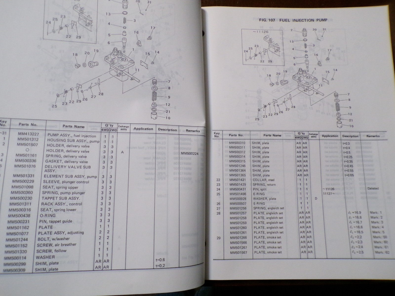 Mitsubishi MT180, MT180D Tractors Parts Catalog 1986