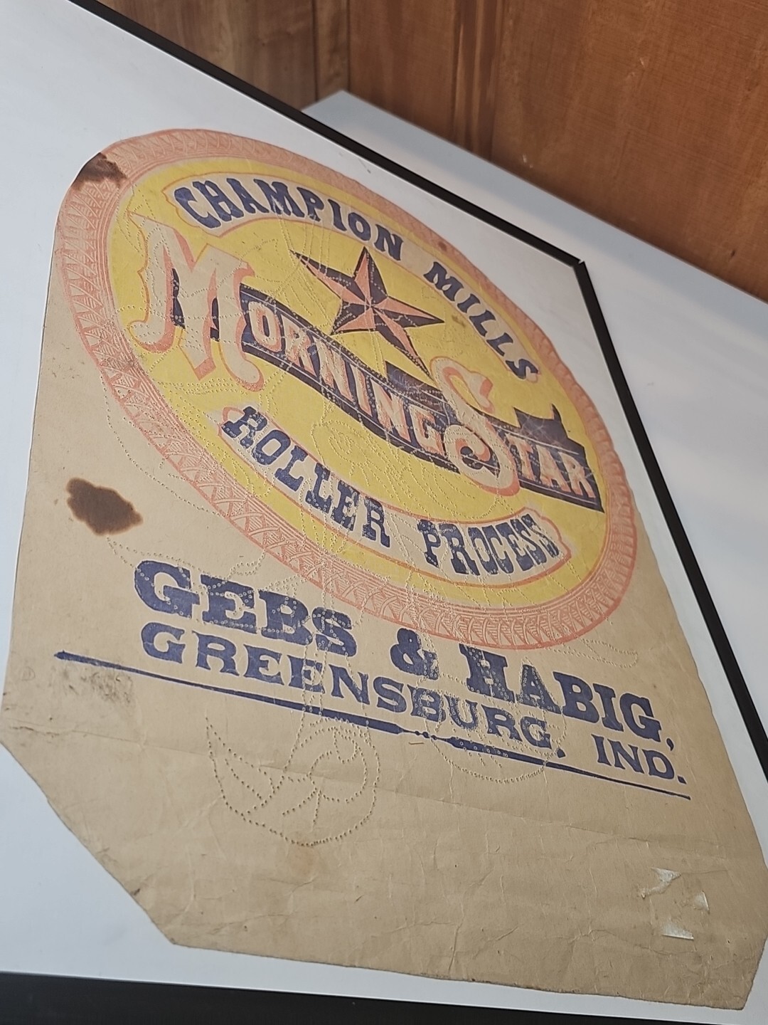 Greensburg Indiana Vintage Paper Feed Sack Cut Out Gebs & Habig Morning Star