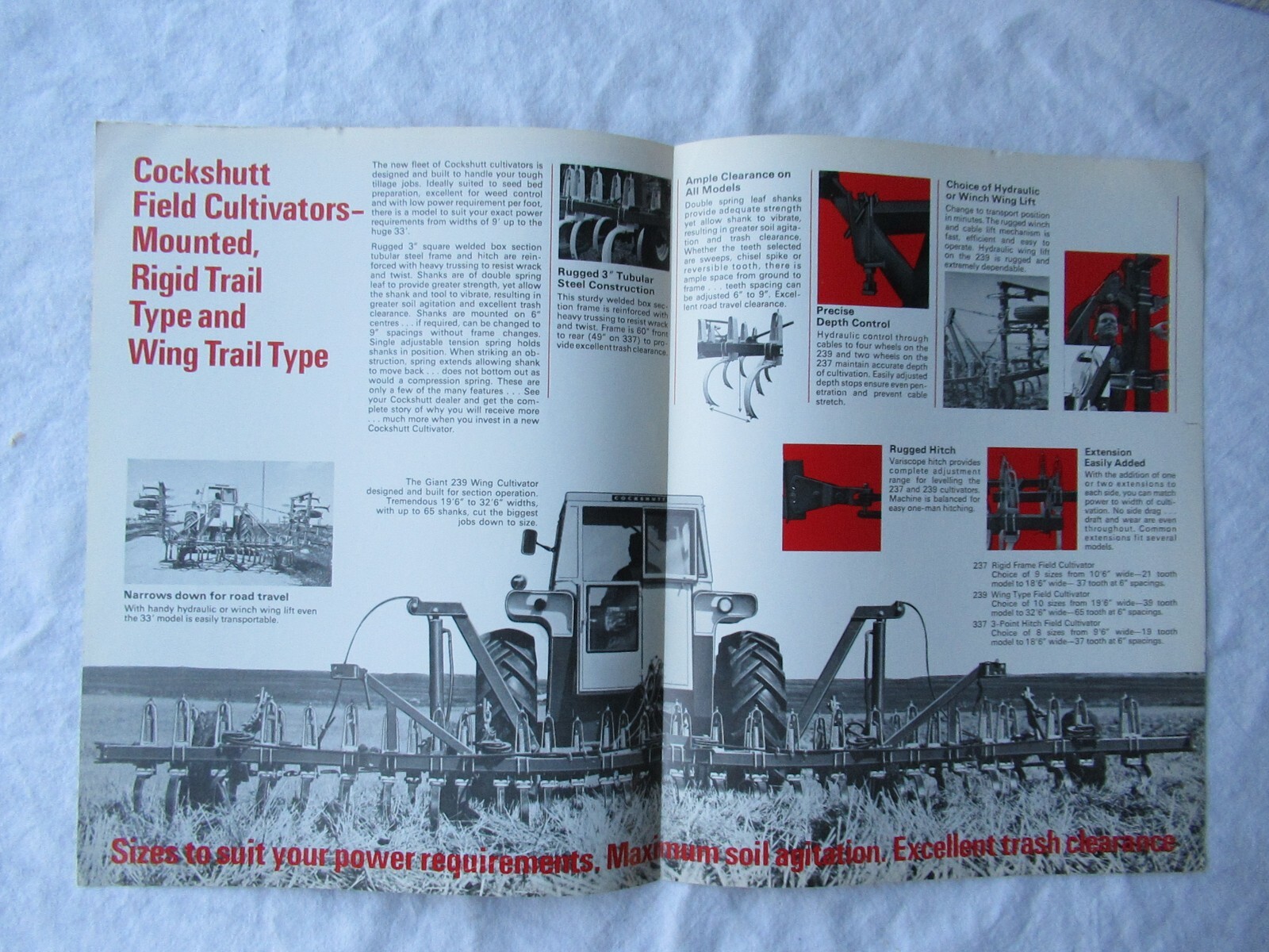 Cockshutt 237 239 337 field cultivators sales brochure factory original 4 pages