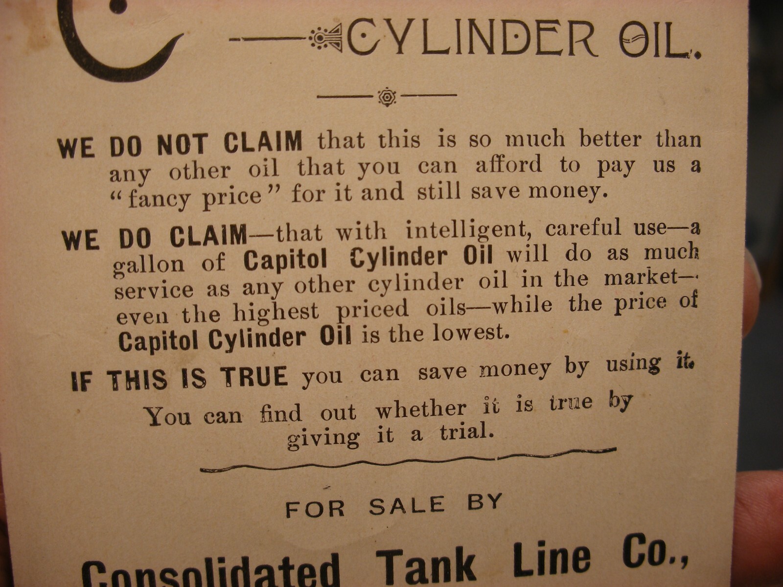 Vtg Farming Equipment Trade Card – Capitol Cylinder Oil Consolidated Peoria IL