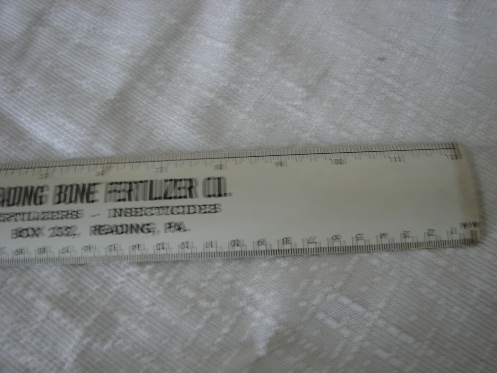 Vtg. Metal 12&Prime; Ruler Reading Bone Fertilizer Co. Reading, Pa Insecticides