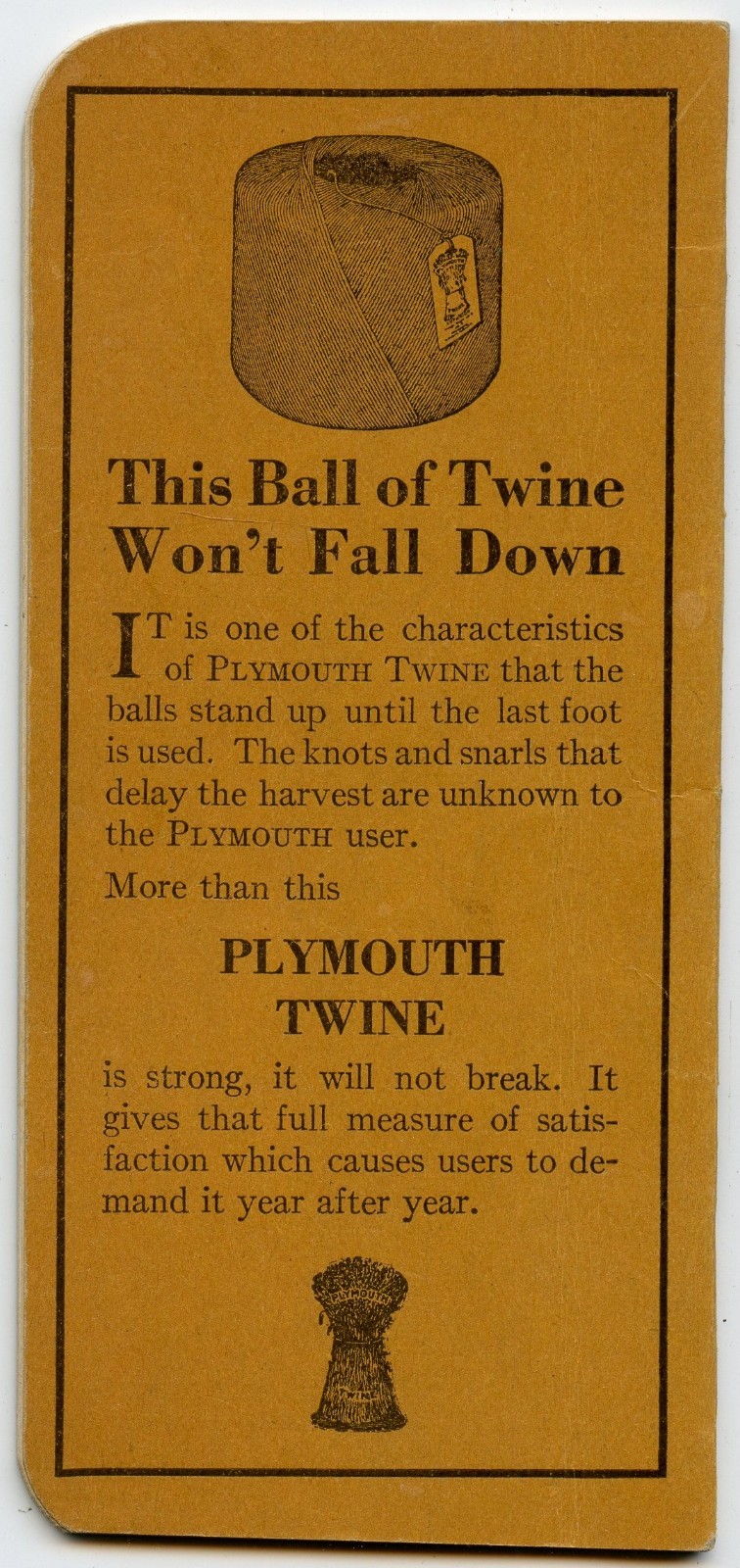 Advertising Plymouth MA Memo Book, Tractor Record, Twine, Welland ON Canada 1919