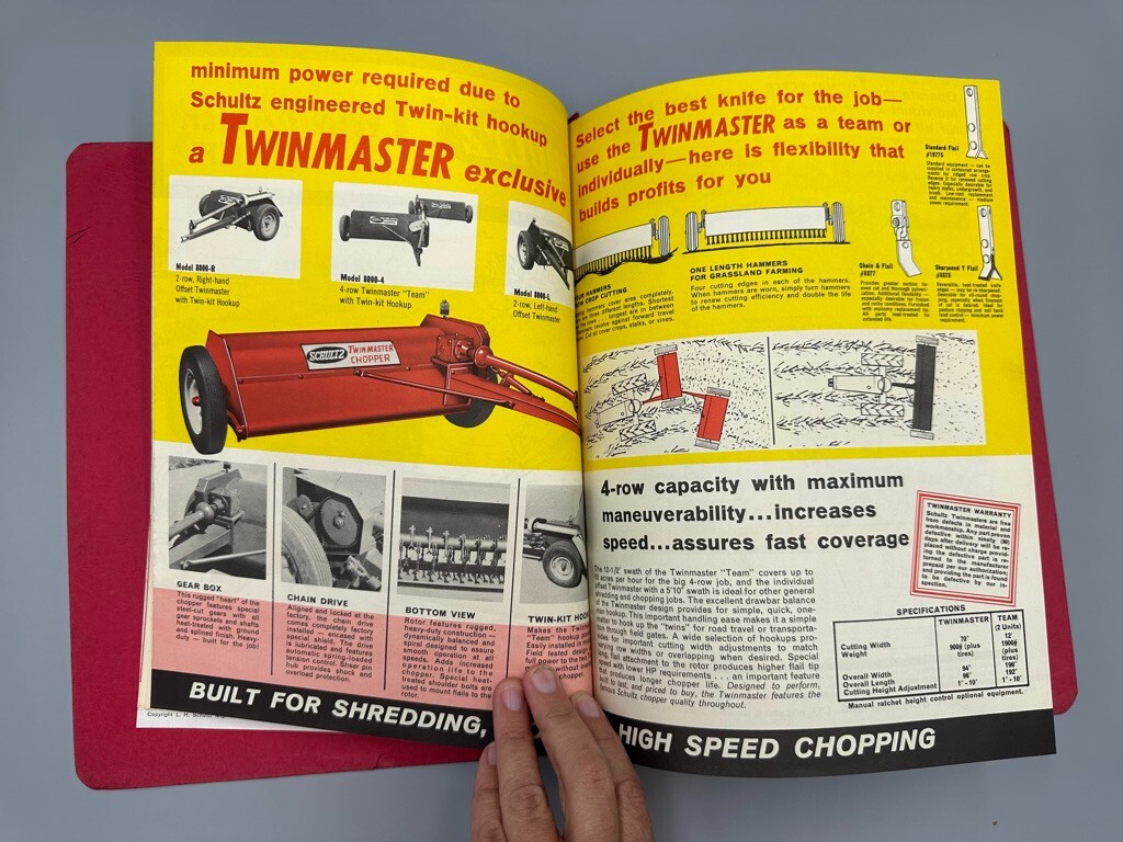 1964 SCHULTZ FARM MACHINERY Sales Manual Parts List