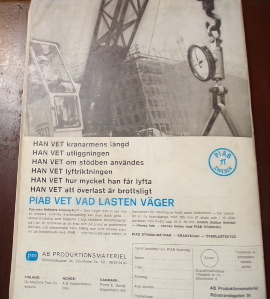 Contracted Machines Catalog, 1966, from Stockholm Sweden, in Swedish