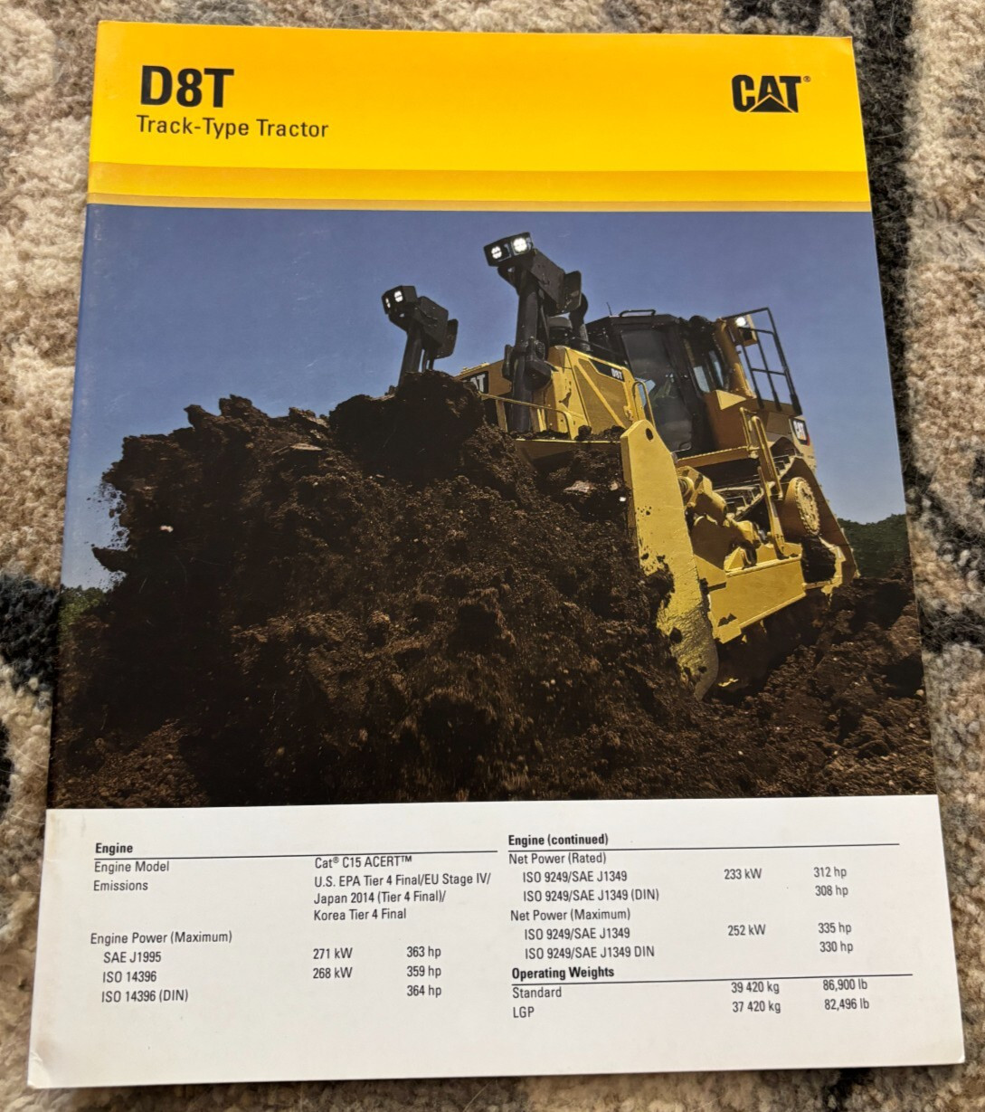 Caterpillar CAT D8T Crawler Tractor Dozer Brochure FCCA
