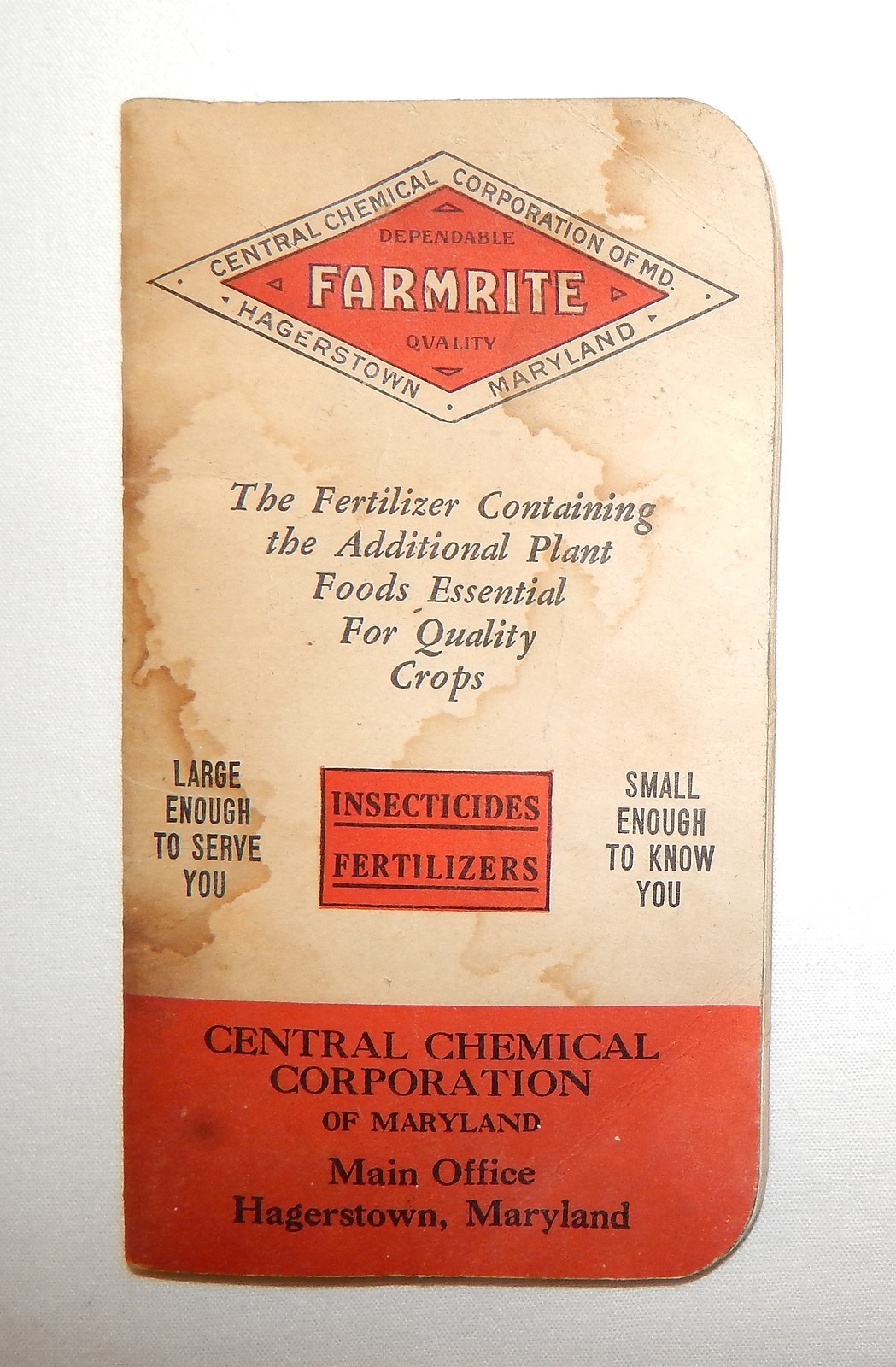 1938 FARMRITE BOOK*ANTIQUE FARM COUNTRY AD*MD MARYLAND CENTRAL CHEMICAL*CALENDAR