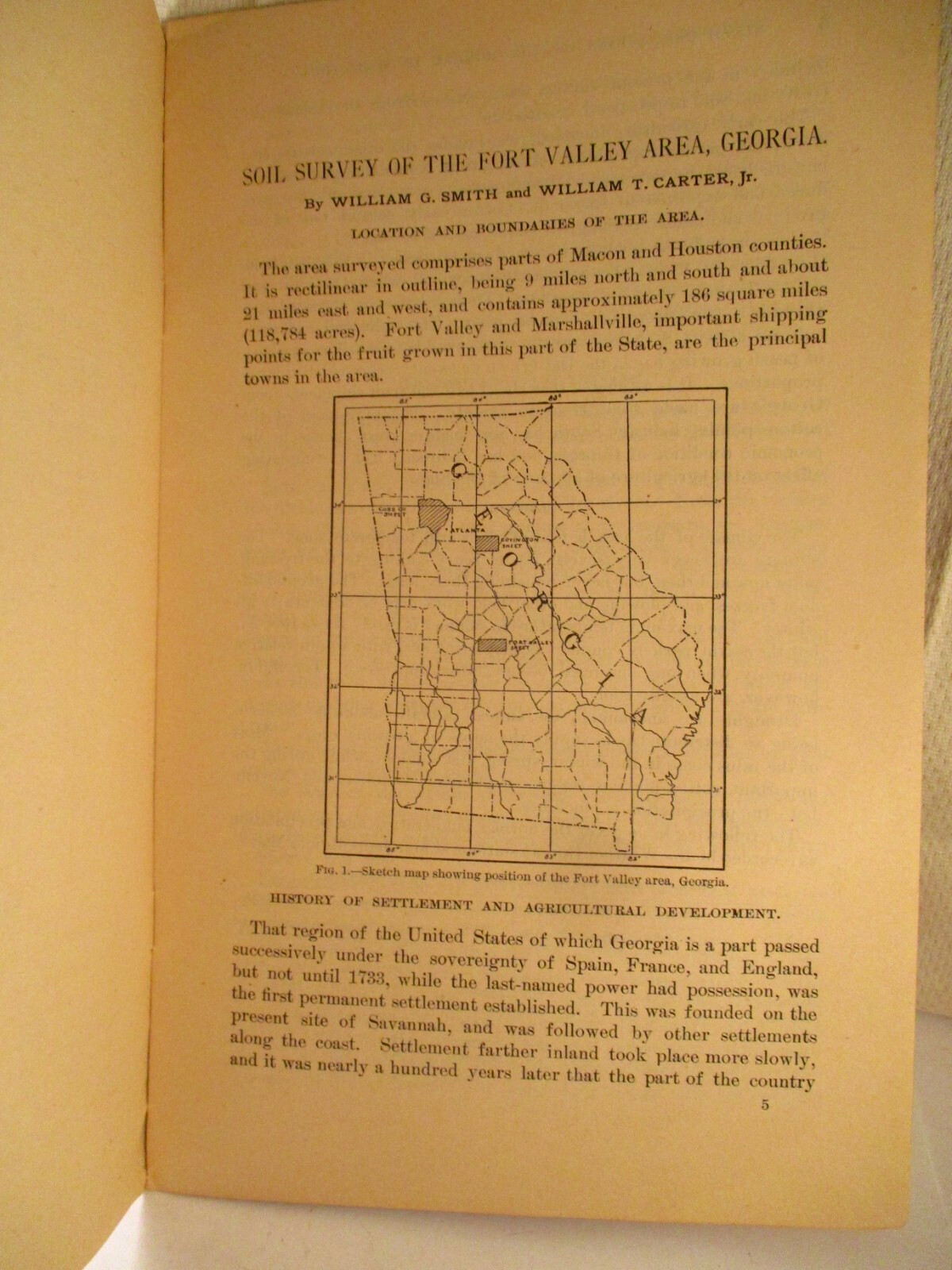 Early 1900s US DEPT AGRICULTURE SOIL SURVEY FORT VALLEY AREA GEORGIA BOOKLET/MAP