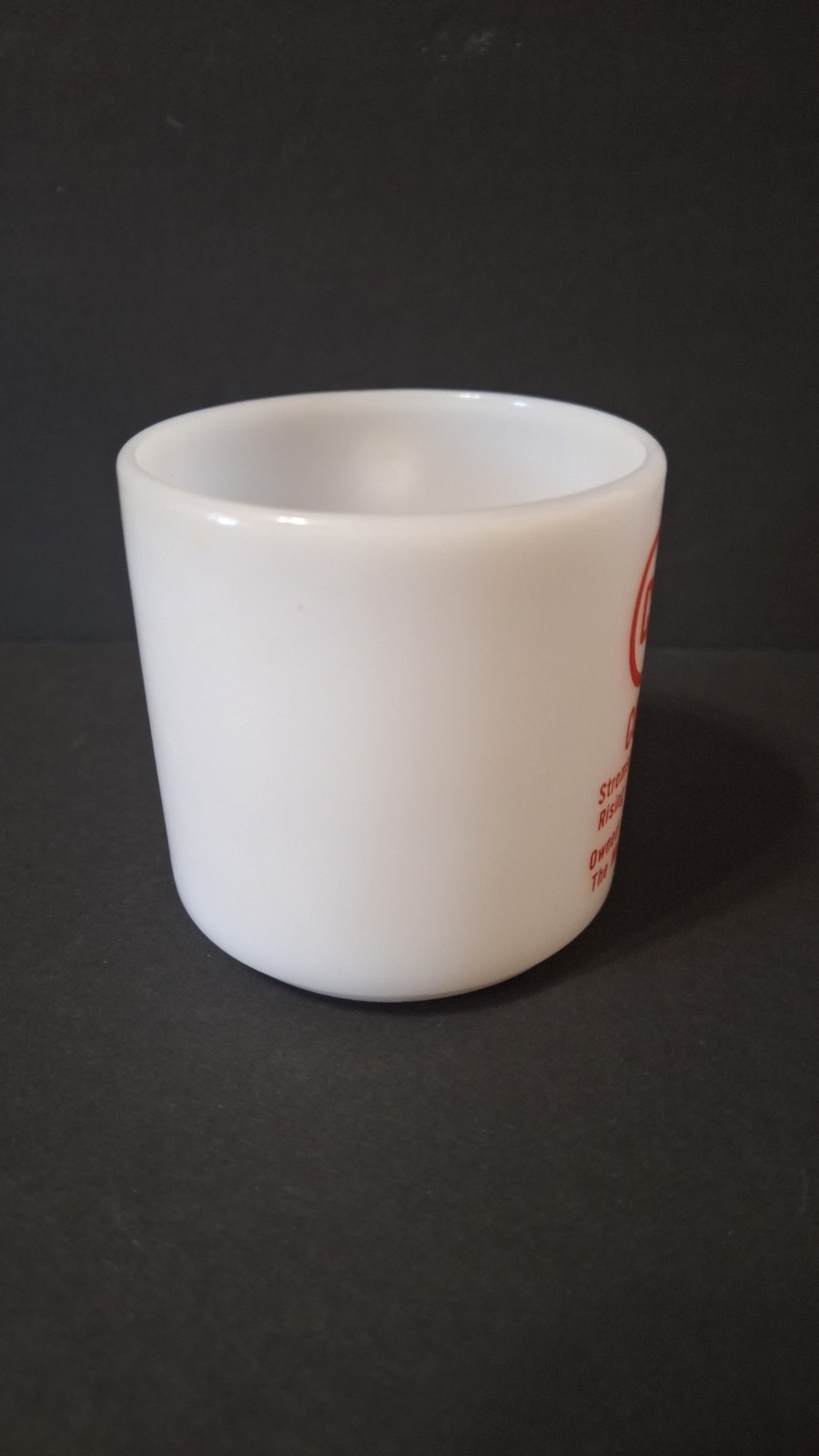 Vtg CO-OP OIL Milk Glass Mug Stromberg Osceola Polk Rising Silver Creek NEBRASKA