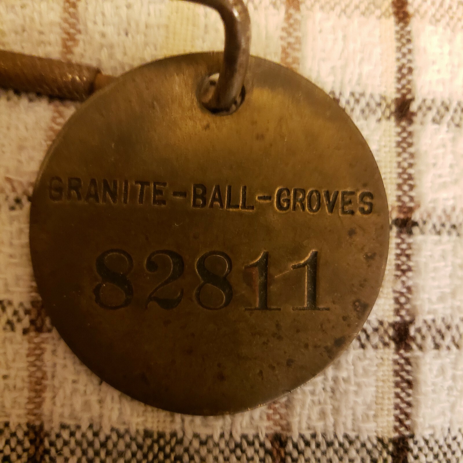 Vintage Brass Grove Tags/round Plate- Granite Ball- Groves