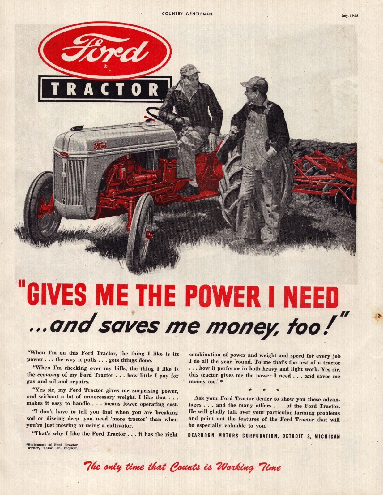 1948 Ford Tractor Farm Equipment Dearborn Michigan 40&rsquo;s Vintage 2-Page Print Ad