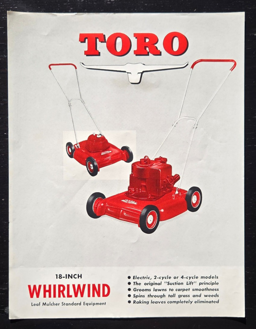 1954 TORO MANUFACTURING CORP 18 INCH WHIRLWIND LAWN MOWER SALES ADVERTISEMENT