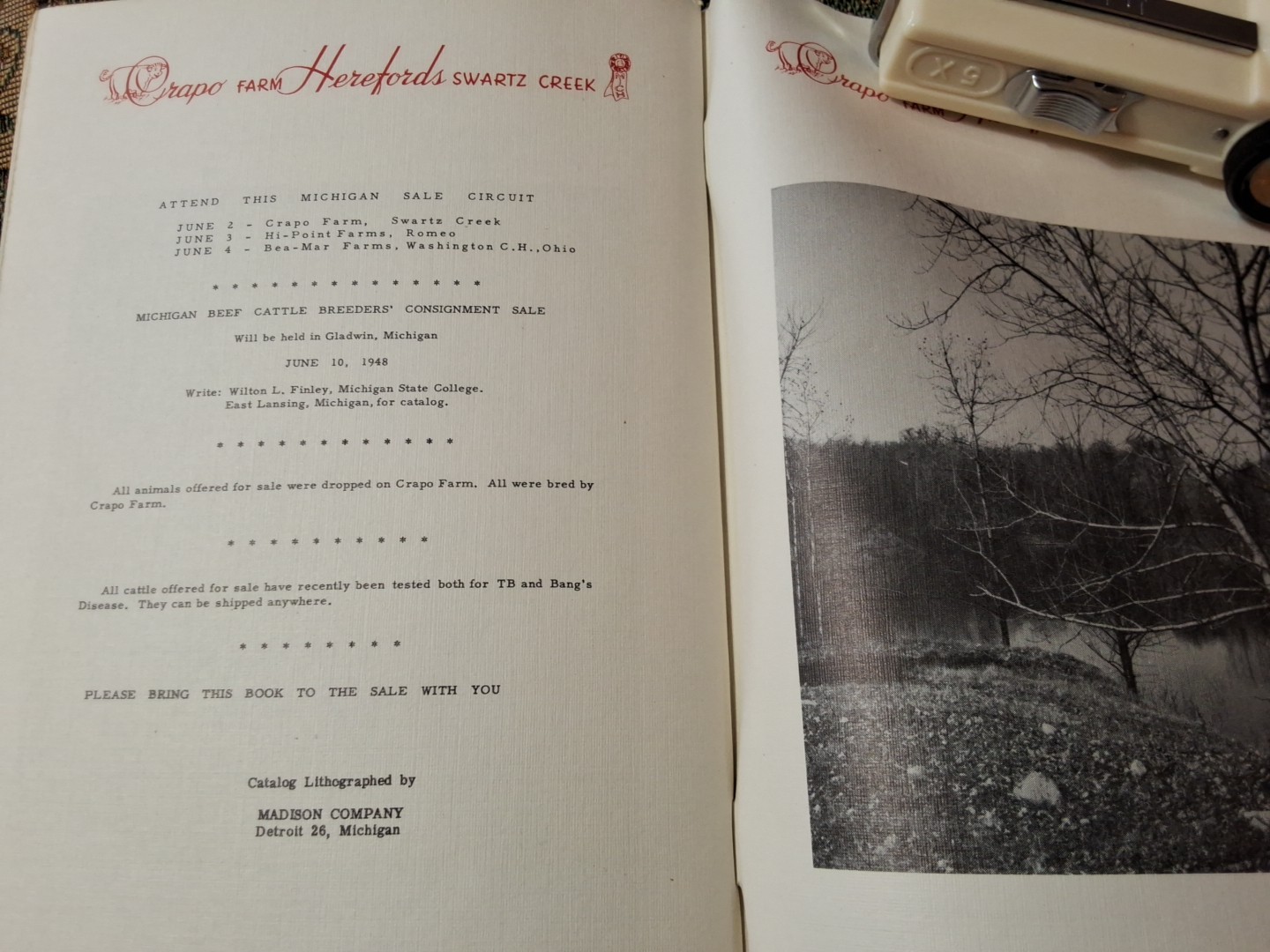 Pair 2 Vintage Crapo Farm Herefords Auction Sale Catalogs Swartz Creek Michigan