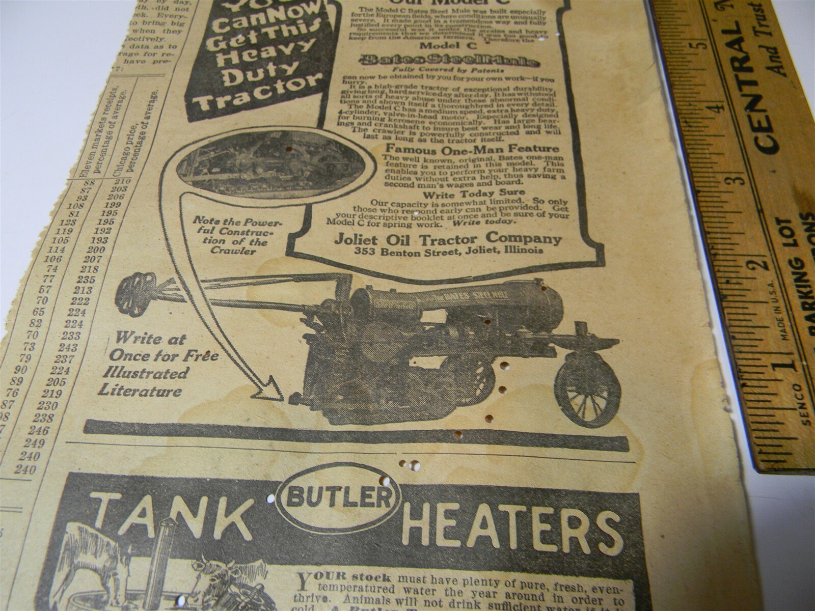 Vintage 1917 Joliet Oil Tractor Co. Farm Implement Man Cave 1910&rsquo;s Print Ad 5E1