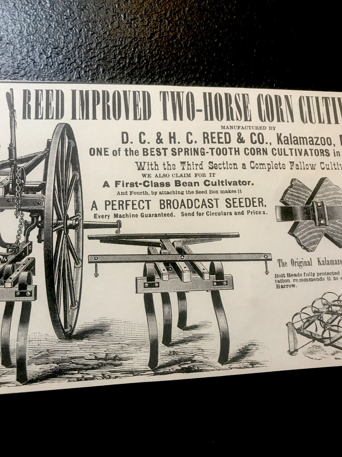 1889 Lull & Co. Boss Harrows Implement Farm Advertising – Kalamazoo – Michigan