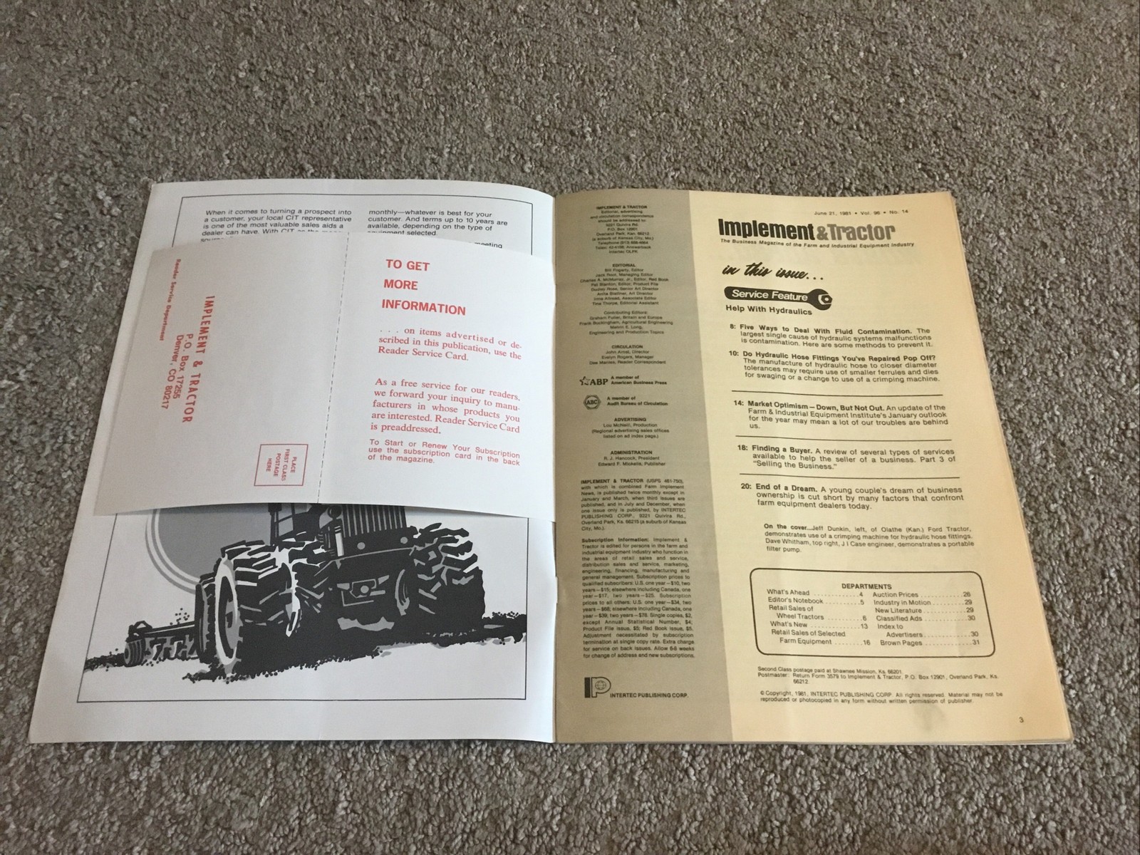 Implement & Tractor Magazine June 21, 1981 Farming Agriculture Vintage Ads J