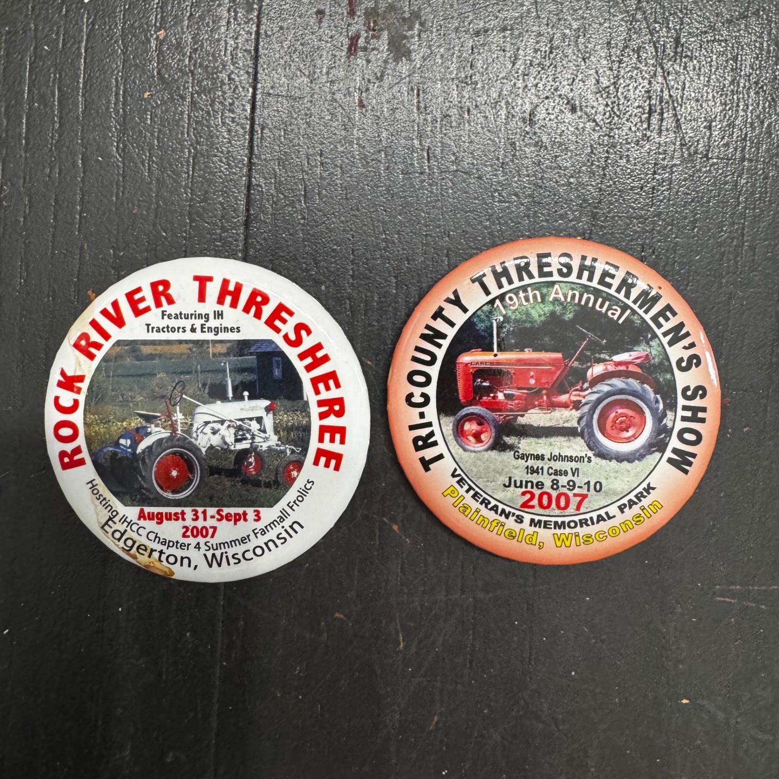 Vintage Rock River Thresherree Tri-County Threshermens Pinback Buttons Ribbon