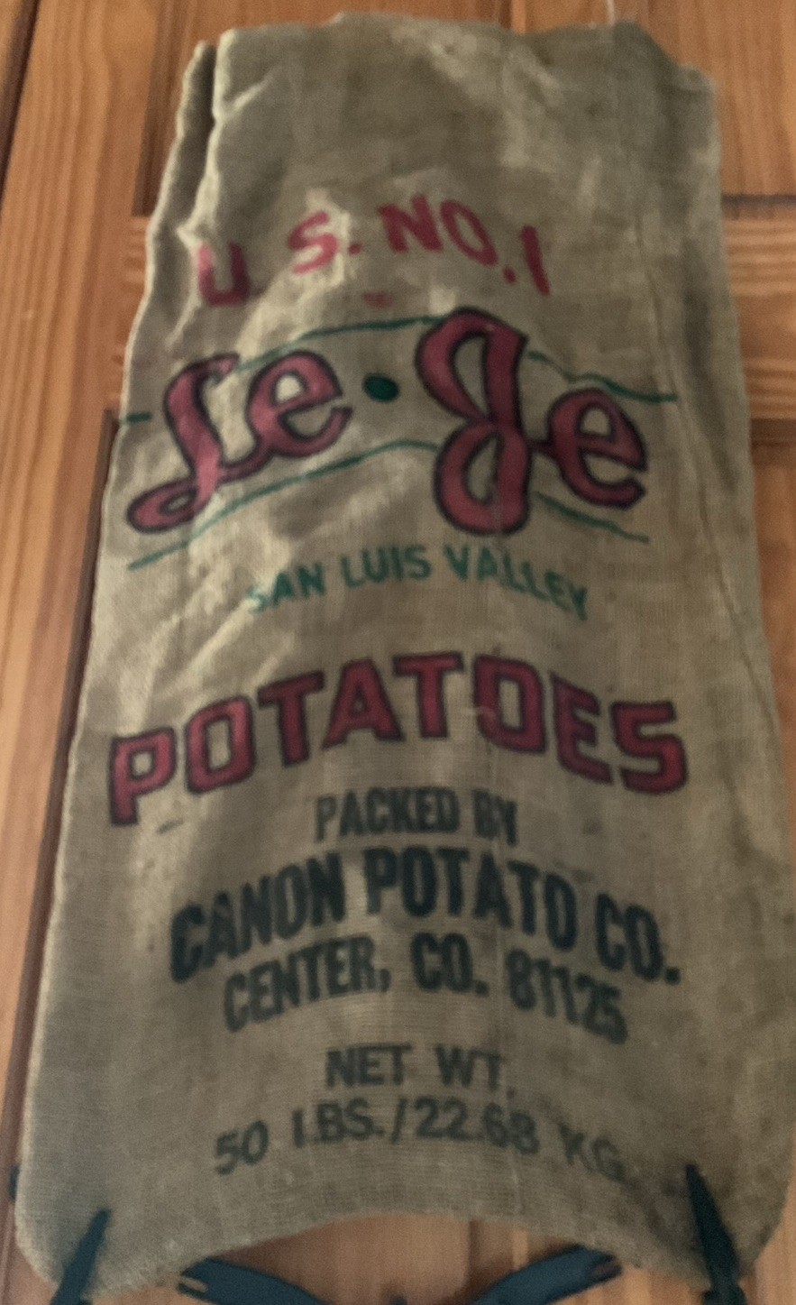 vintage Le Je Burlap Potato Sack 50 Lb Size Canon Potato Co