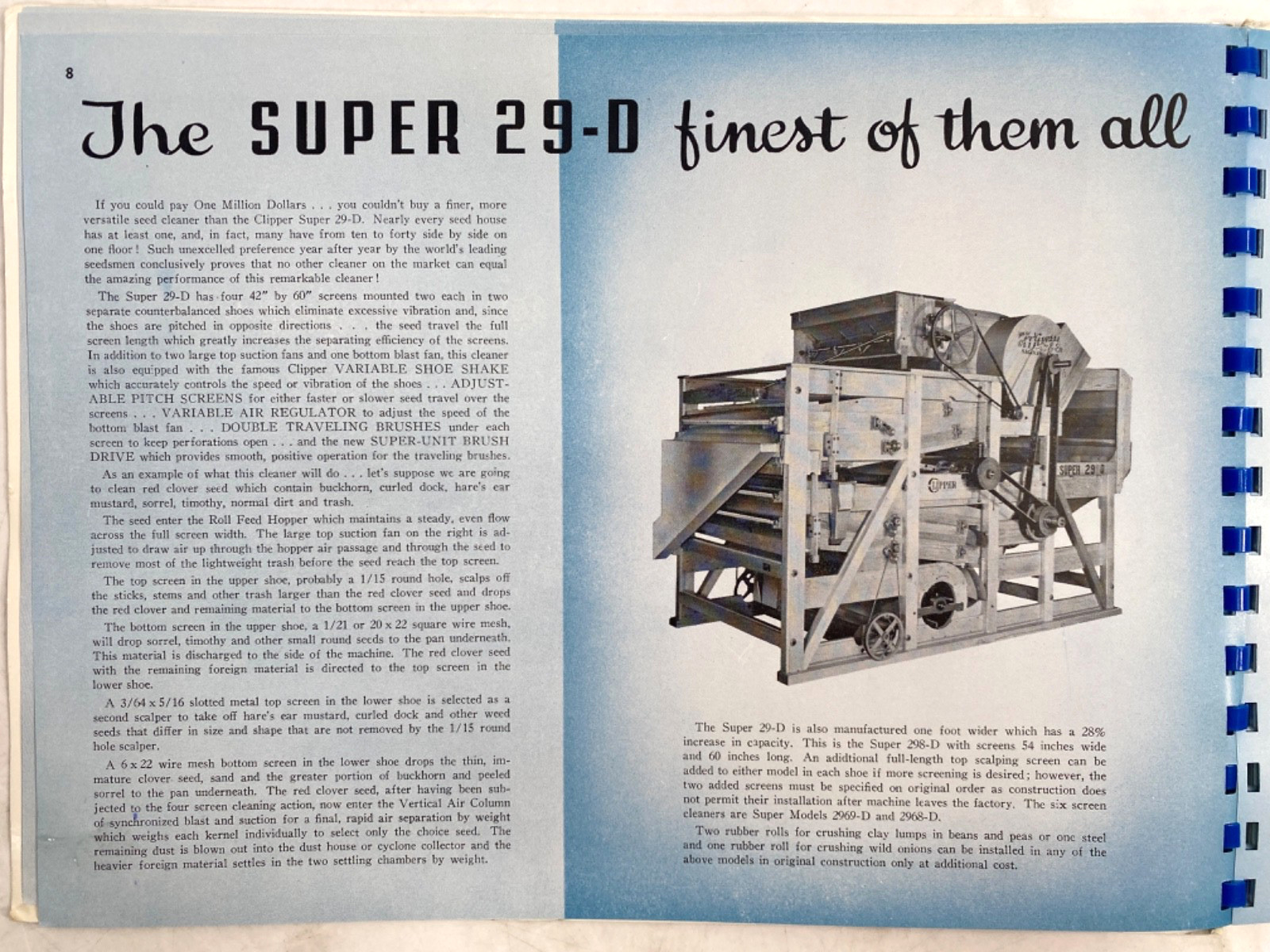 1951 CLIPPER GRAIN SEED & BEAN CLEANERS agriculture equipment catalog FERRELL CO