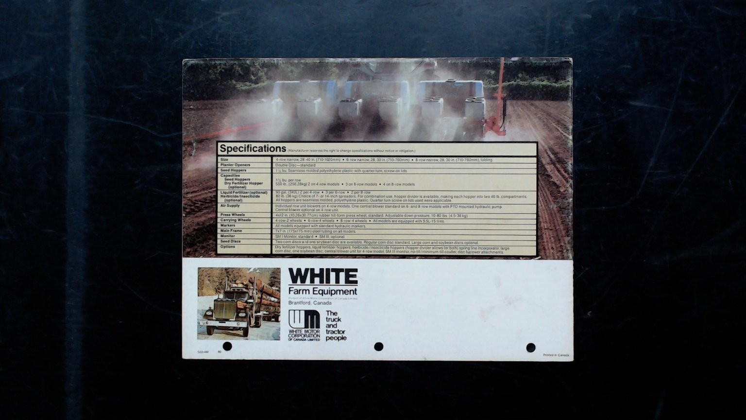 White 5100 Planter Vintage Agriculture Brochure 4-Row Narrow 28-30in