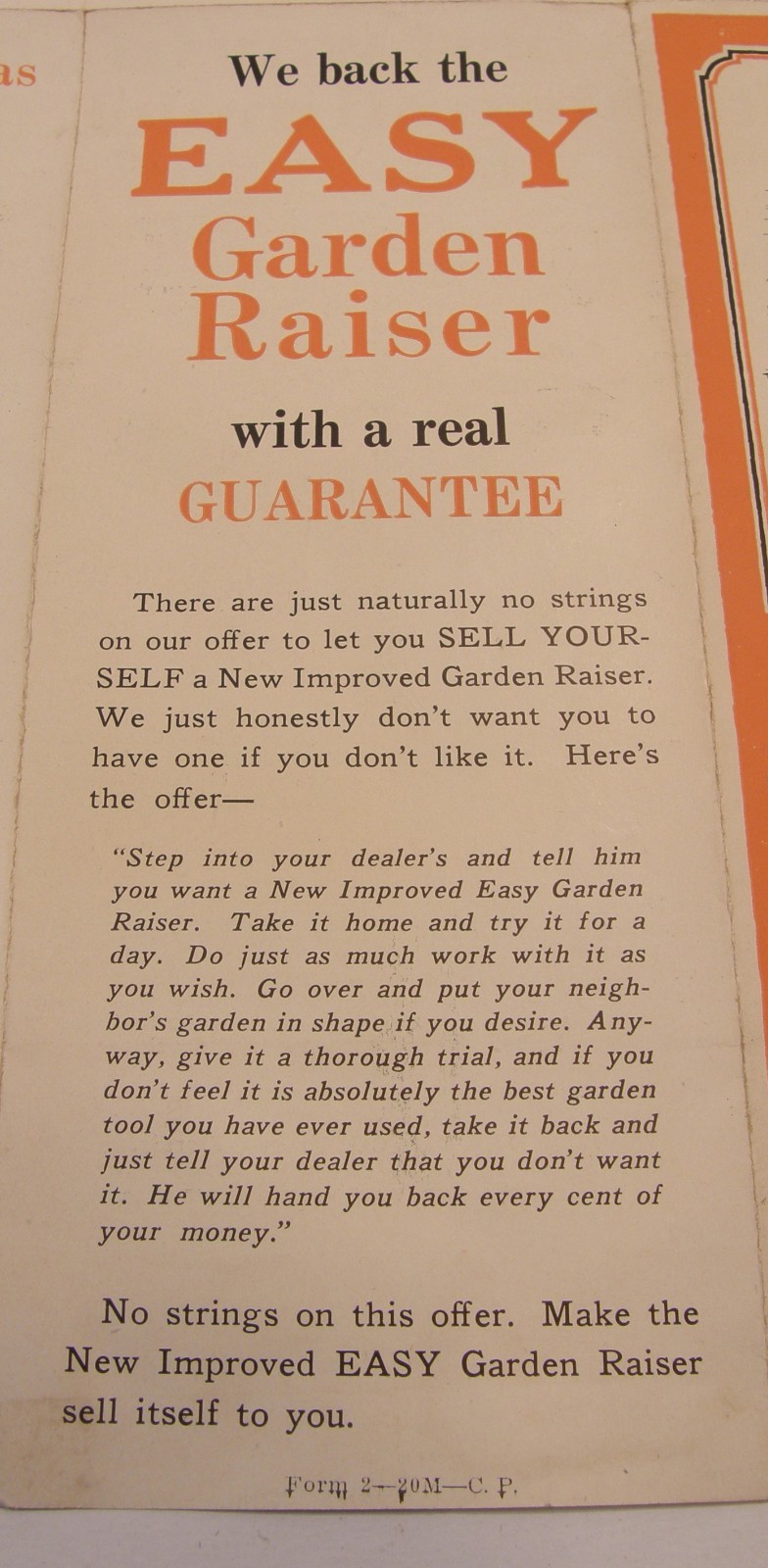 VINTAGE 30&rsquo;s ADVERTISING BROCHURE EASY MFG CO GARDEN CULTIVATOR LINCOLN NE