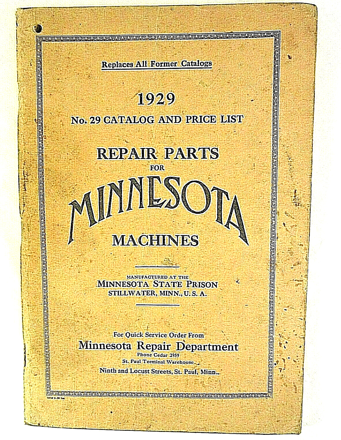 1929 Farm implement Catalog Minnesota Machines Mn State Prison Agriculture