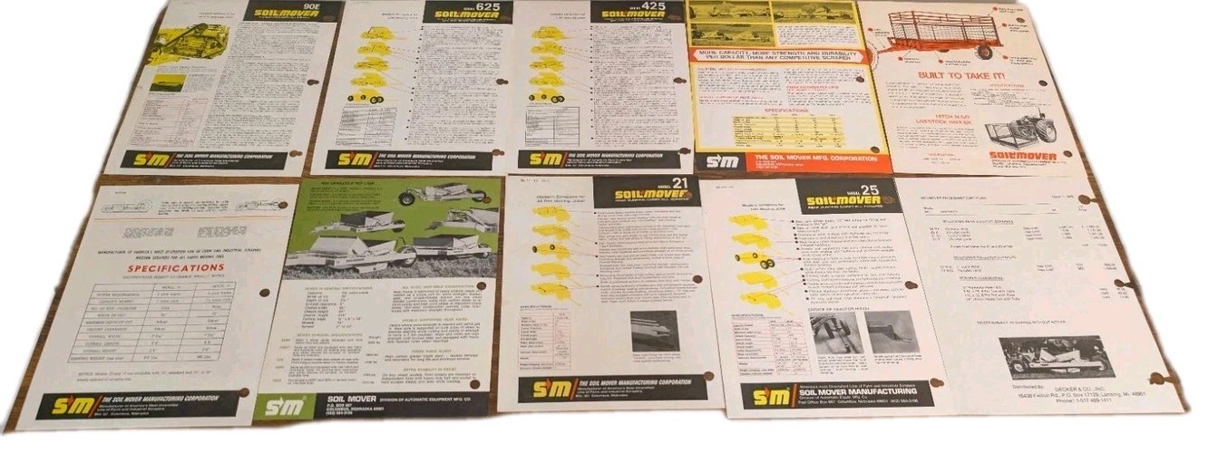 9 Soil Mover Agriculture Implement Advertising Brochures And Price List