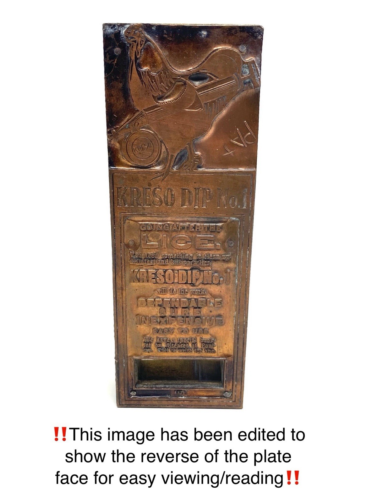 Kreso Dip No.1 Advertising Print Block With Copper Plate Vintage
