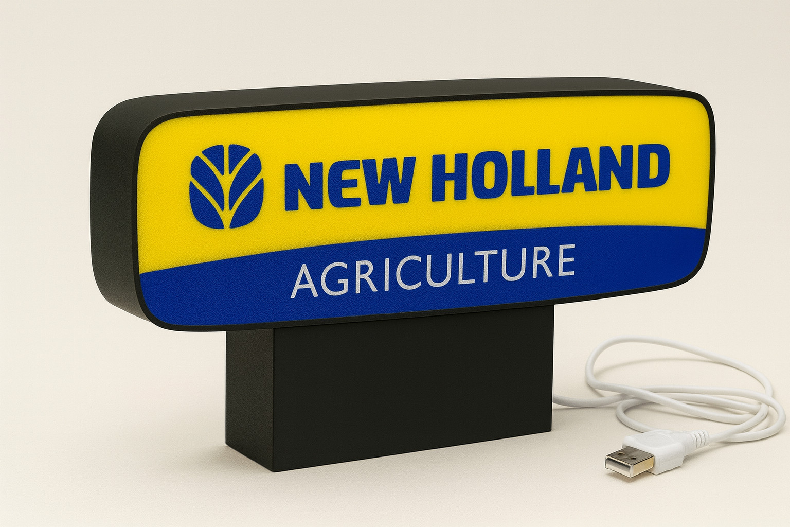 Lighted New Holland Agriculture Sign – 9&Prime; Wide – Farm Equipment Advertising