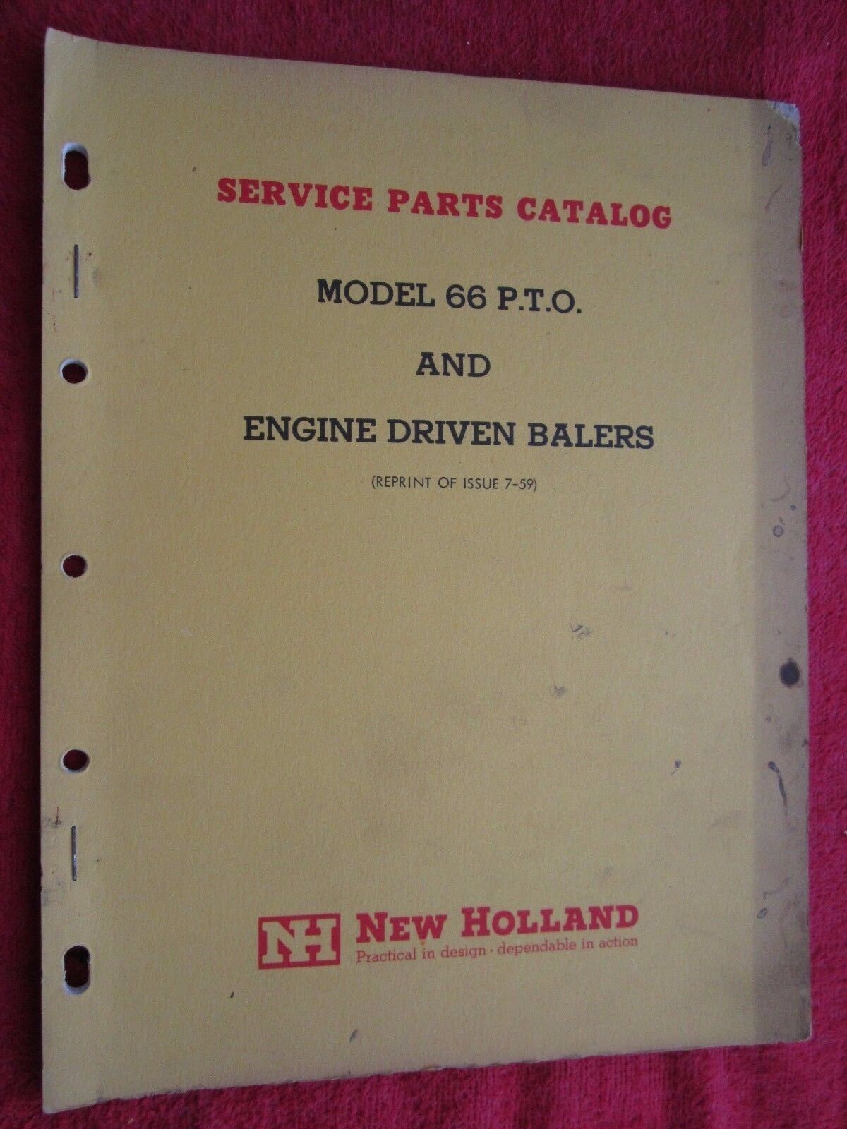 1959 NEW HOLLAND MODEL 66 PTO & ENGINE DRIVEN BALER PARTS CATALOG MANUAL