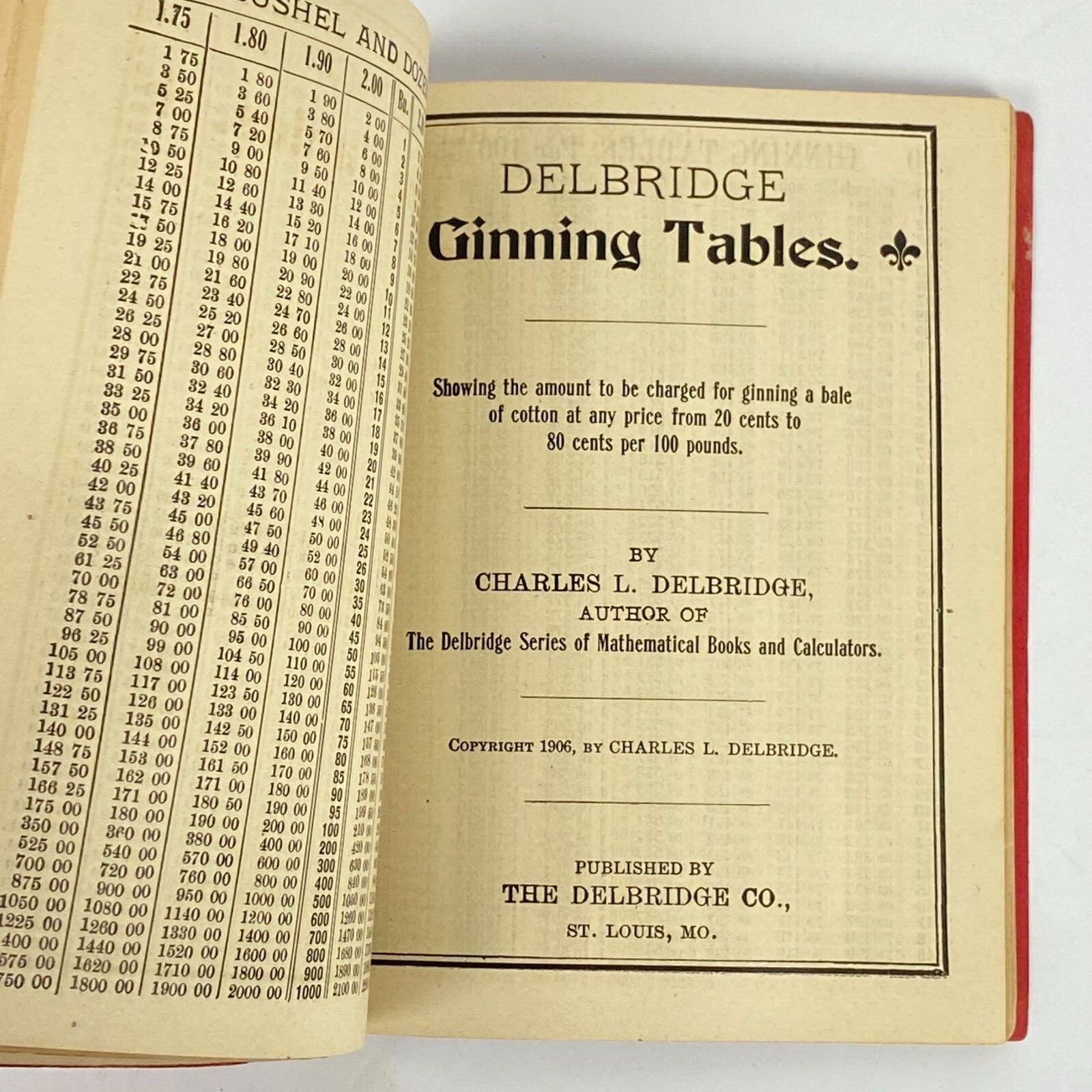 1906 Delbridge Cotton Actuary Seed Calculator Book Kehl Hardware Co Austin TX