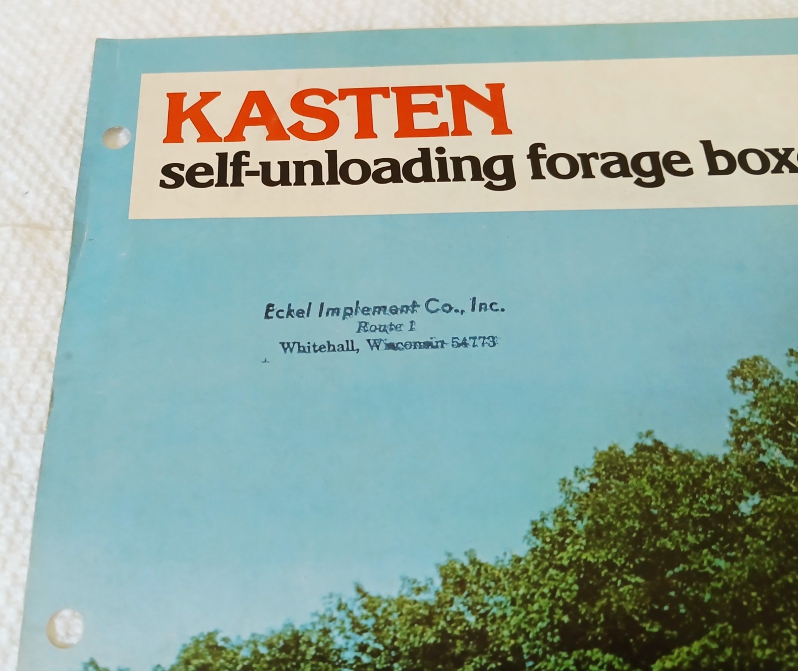 Kasten Self Unloading Forage Boxes 6 Page Folding Brochure Sales Literature