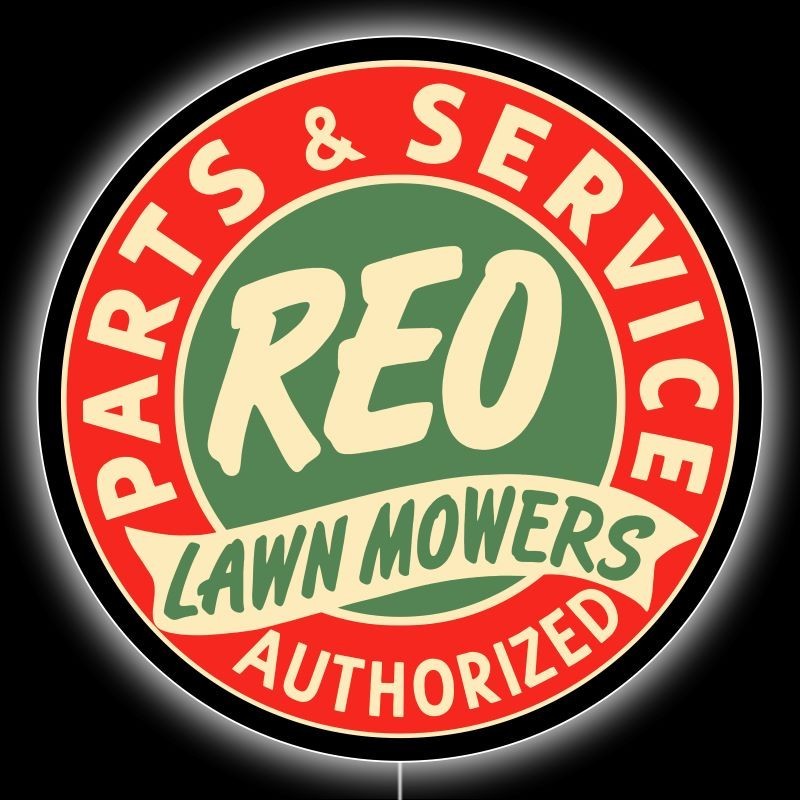 REO Lawn Mowers Parts & Service NEW LED Hanging Lighted Sign: 36&Prime; Dia. Round