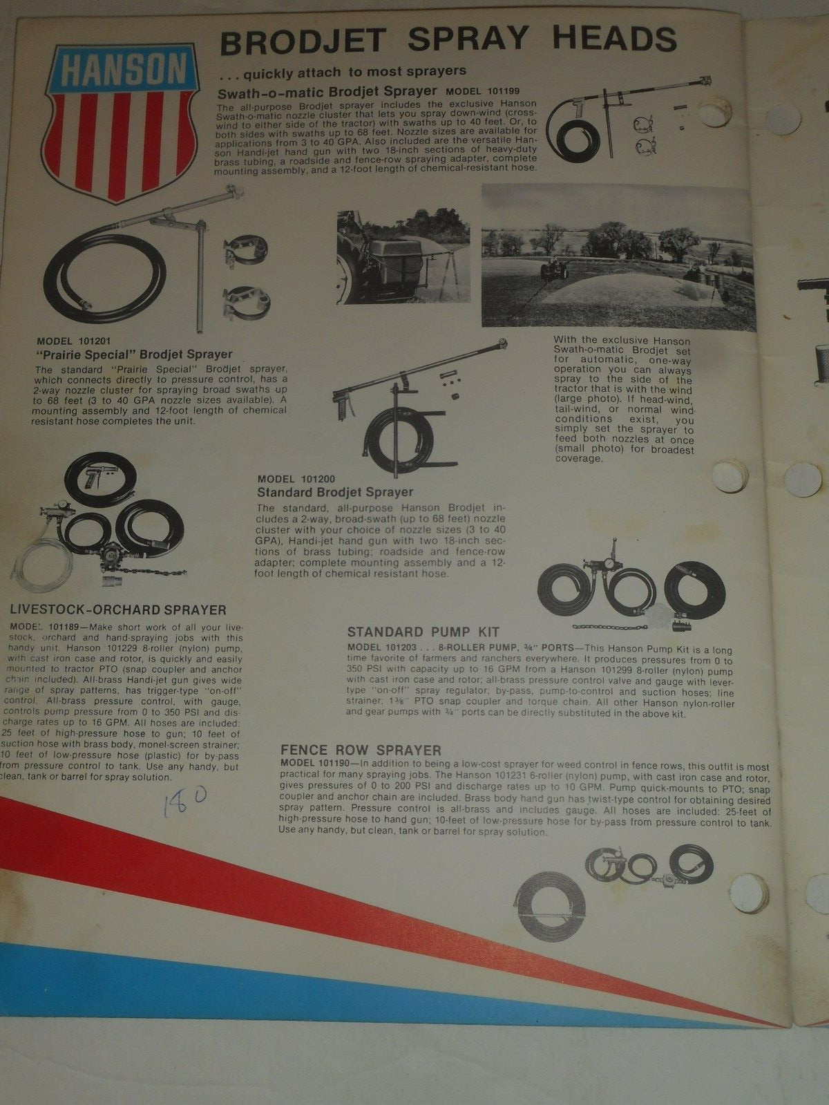 HANSON SPRAYERS 1977 Catalog Farm Equipment Salesman Brochure South Beloit IL