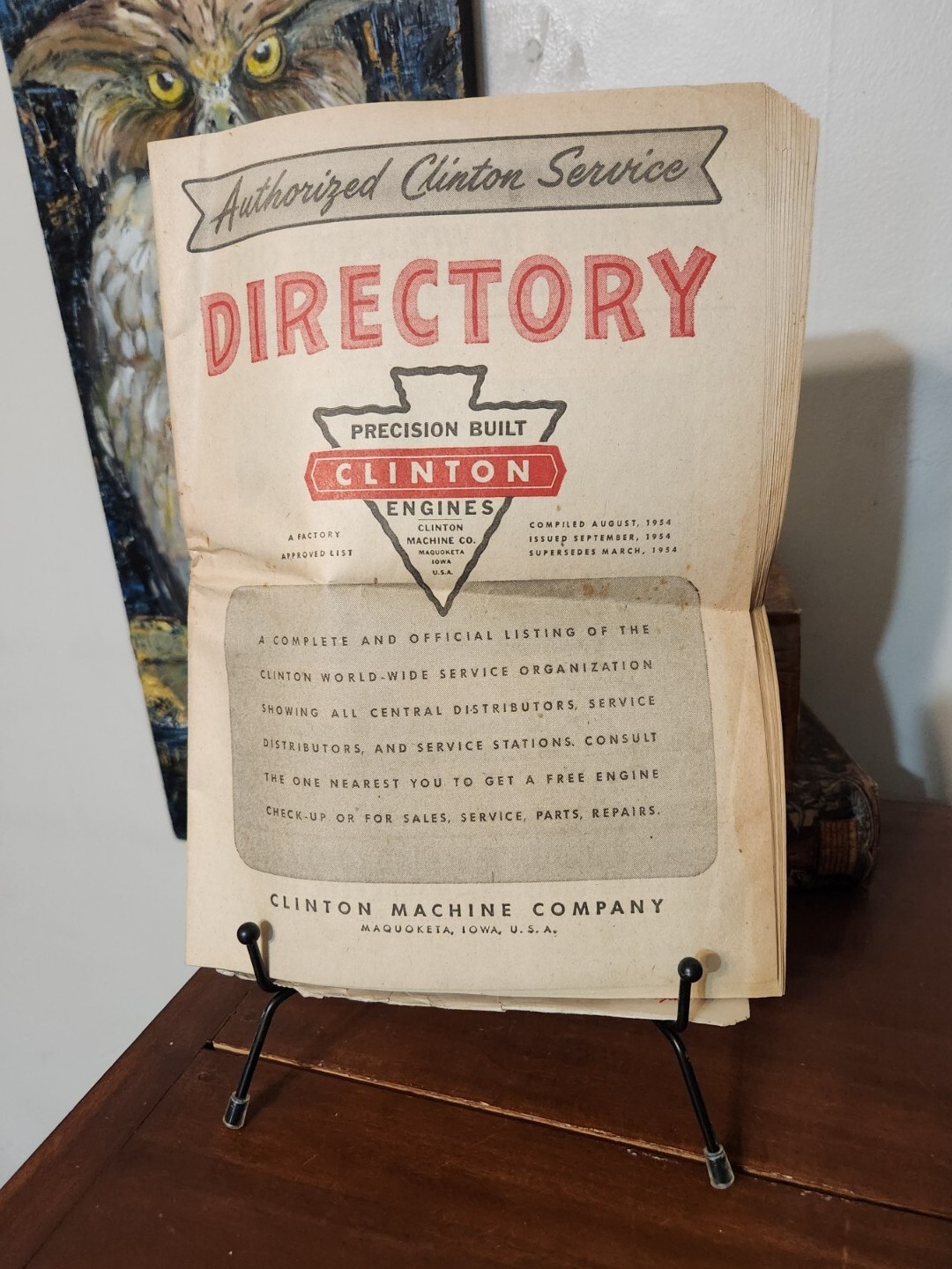 Vintage 1954 Clinton Engine Machine Co Sales Service Dealer Directory Book Guide