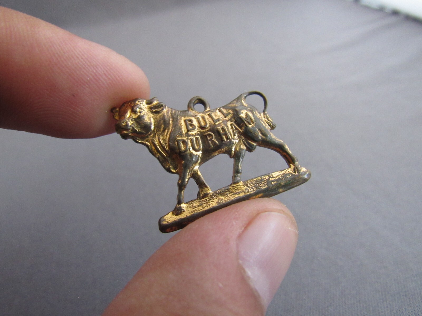 VINTAGE WARRANTED 14K GOLD PLATE BULL DURHAM STEER BULL COW TAG FOB