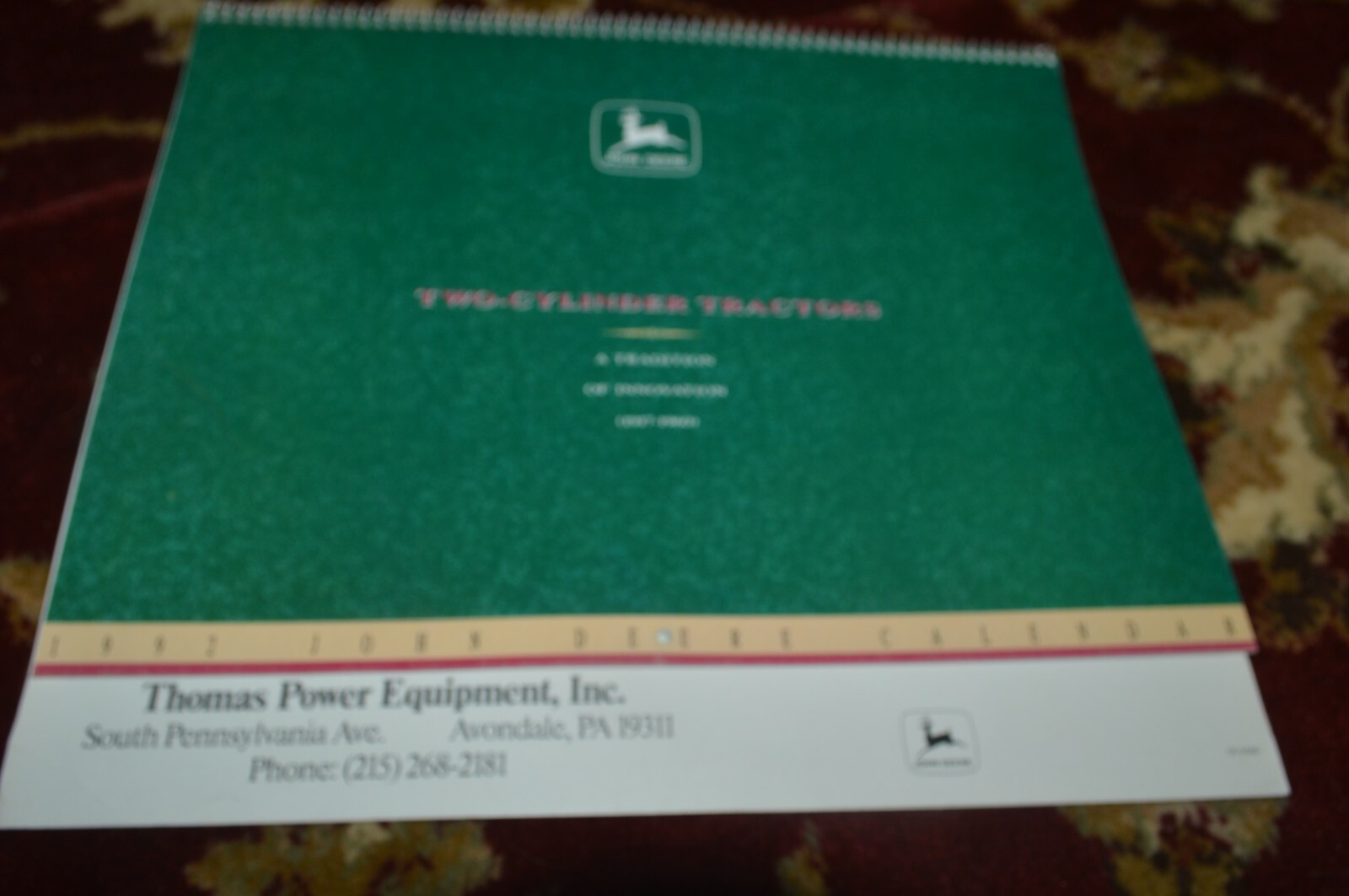John Deere 1992 Calendar Thomas Power Equipment Brochure FCCA