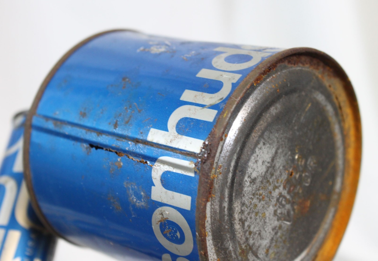 Vtg Hudson Sprayer Duster Metal Hand Pump Canister Blue Silver Retro Farming
