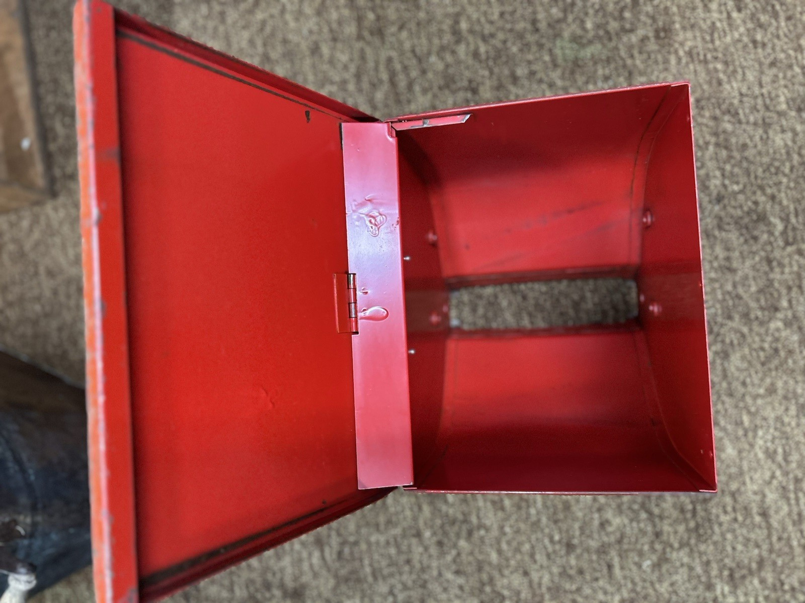 vintage Gandy model S902 farm seeder bin tank red agri collectible garden decor