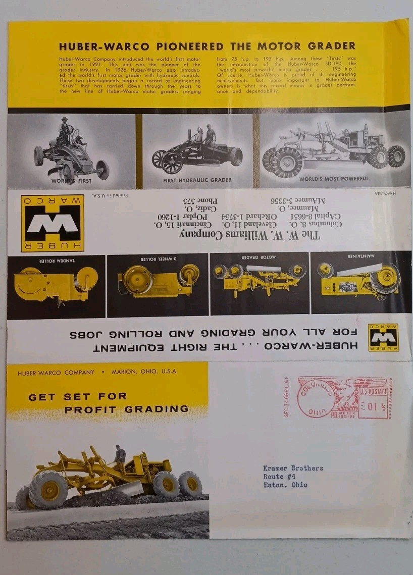 Vintage Huber Warco Torque Converters For D6 & D7 Motor Graders Sales Brochure