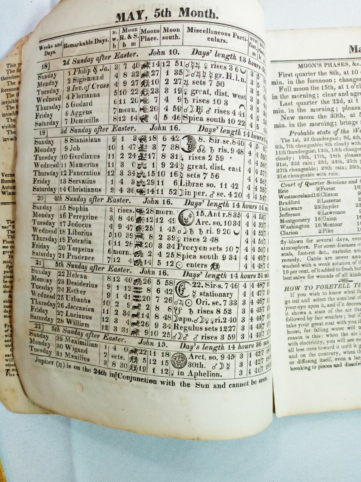 Vintage 1870 John Bear Baer&rsquo;s Agricultural Almanac Lancaster PA Antique Farmers