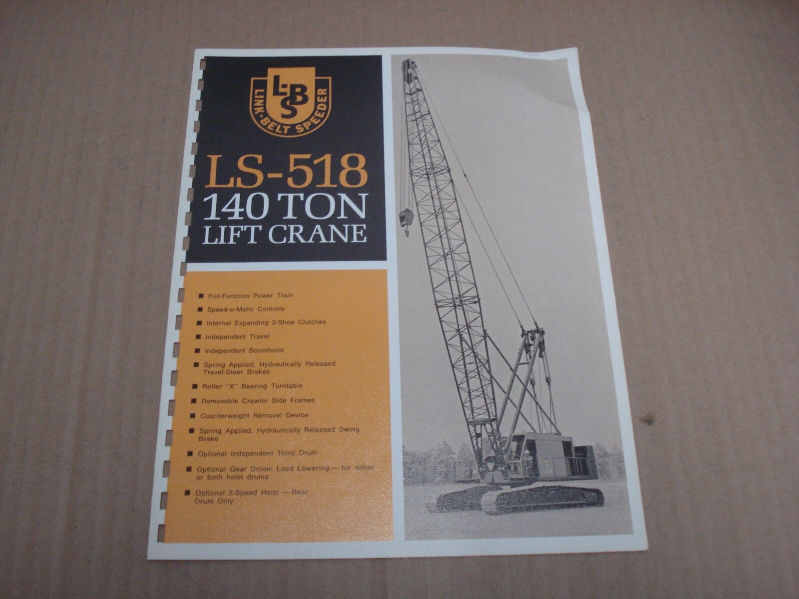 1968 Link-Belt Speeder LS-518 140 Ton Lift Crane Brochure