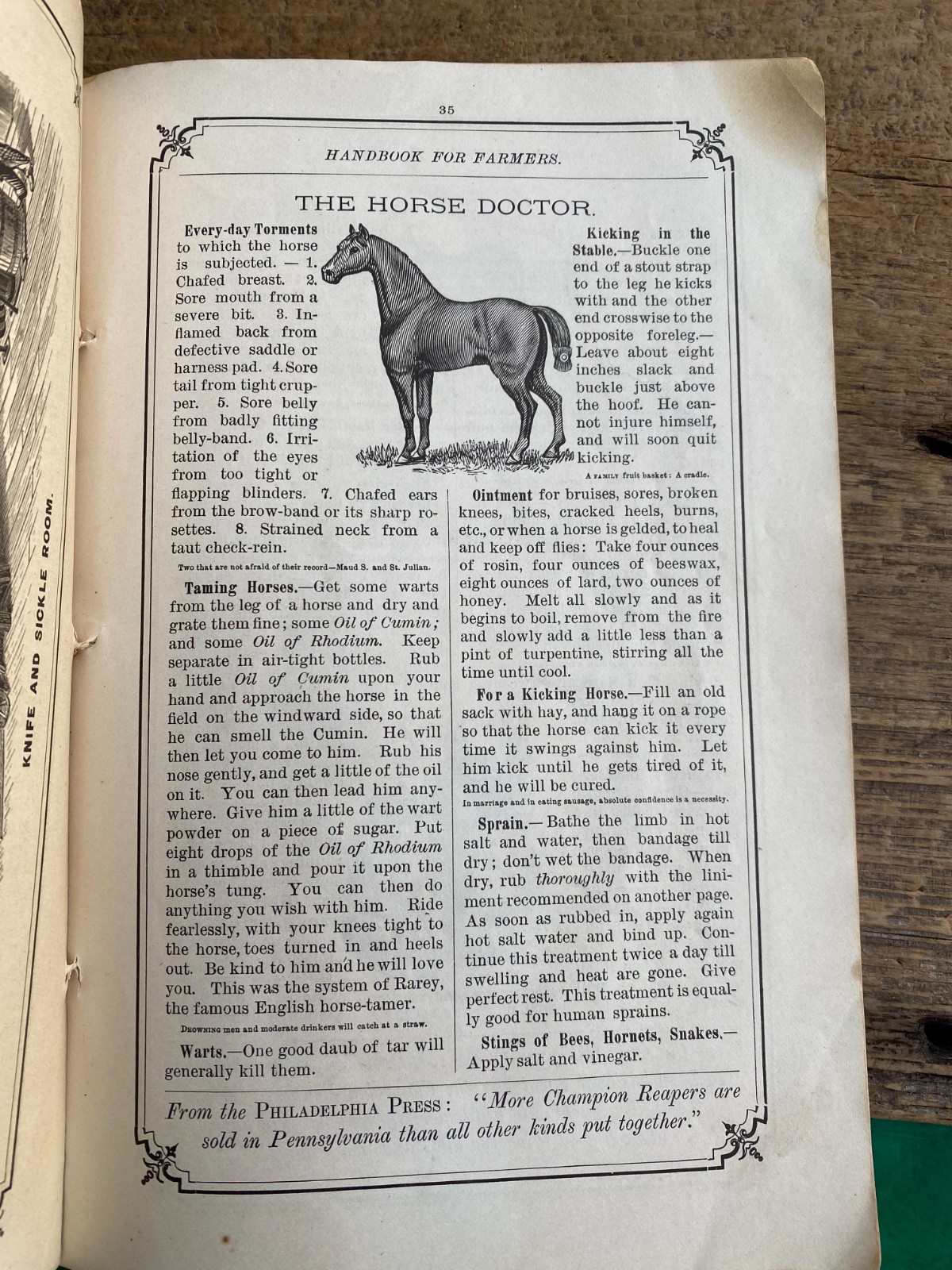 ORIGINAL CHAMPION HORSE DRAWN HARVESTING MACHINES HANDBOOK FOR FARMERS 1882