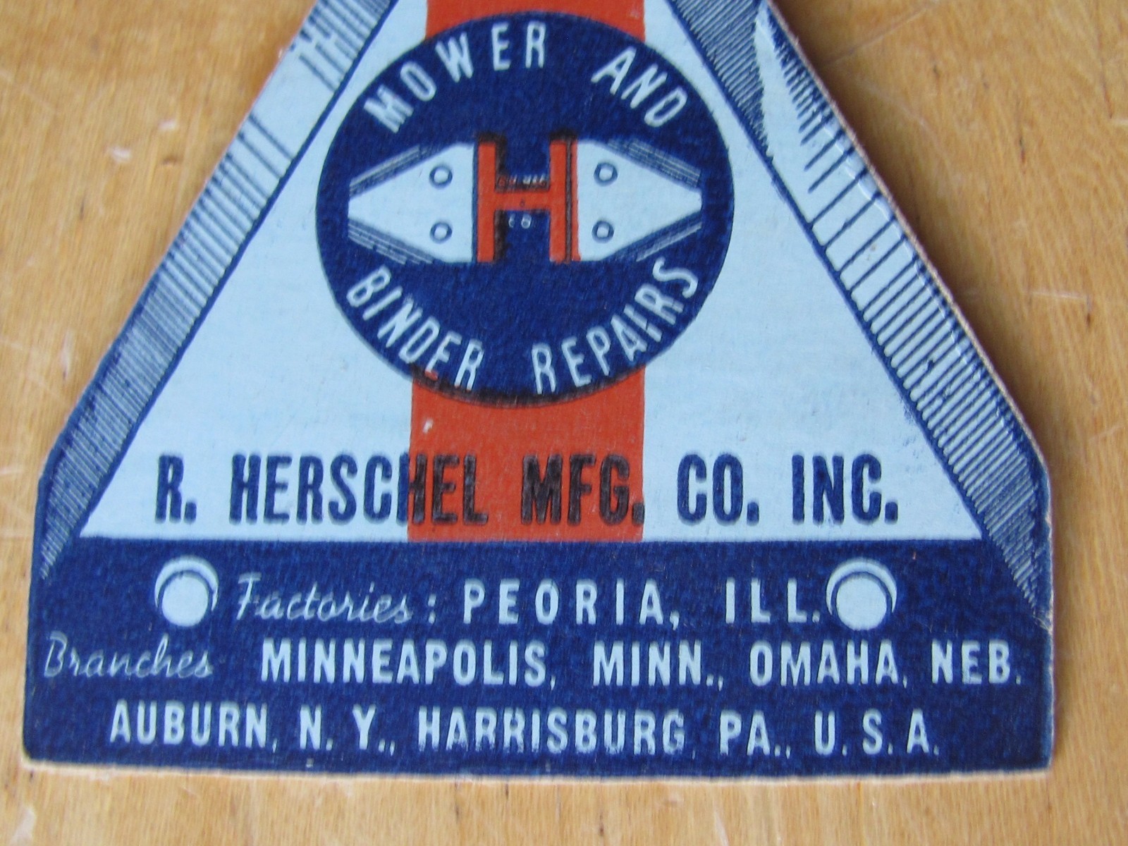 2 R HERSCHEL MFG CO PEORIA FARM SICKLE MOWER & BINDER REPAIR SALES TAGS SIGN
