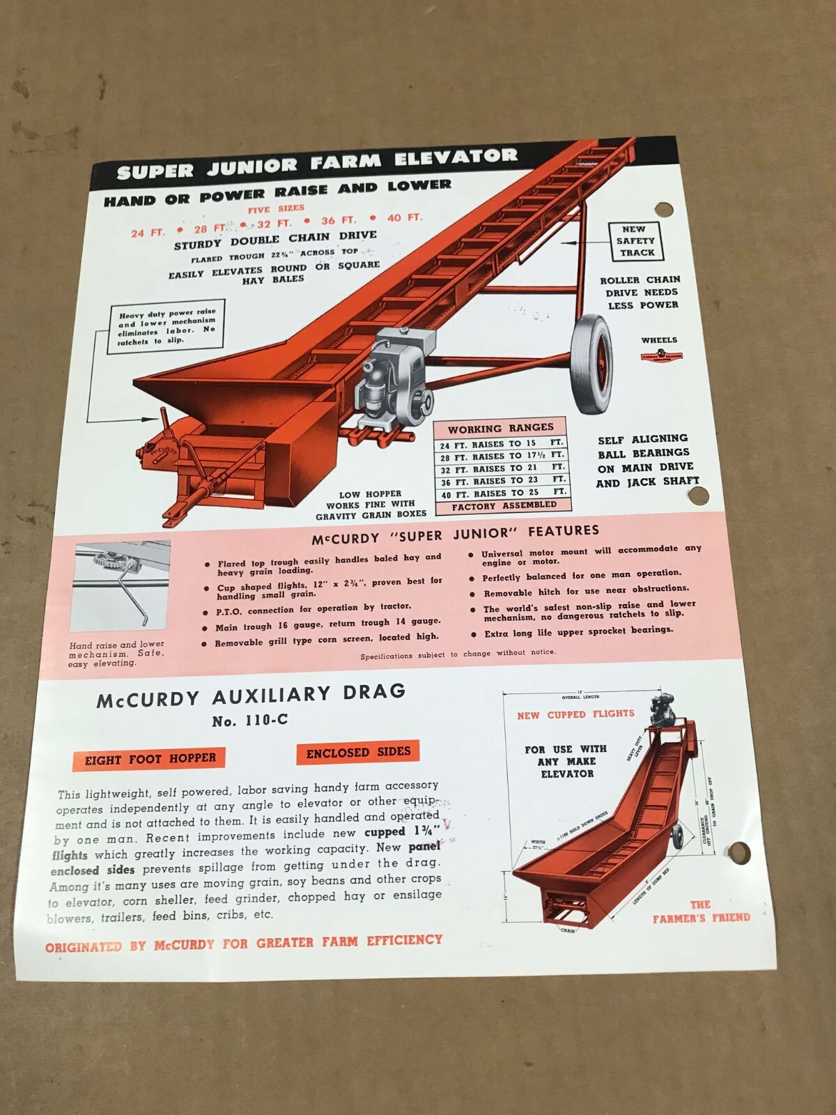 Vintage McCurdy Master/Junior Standard Farm Elevator Flyer