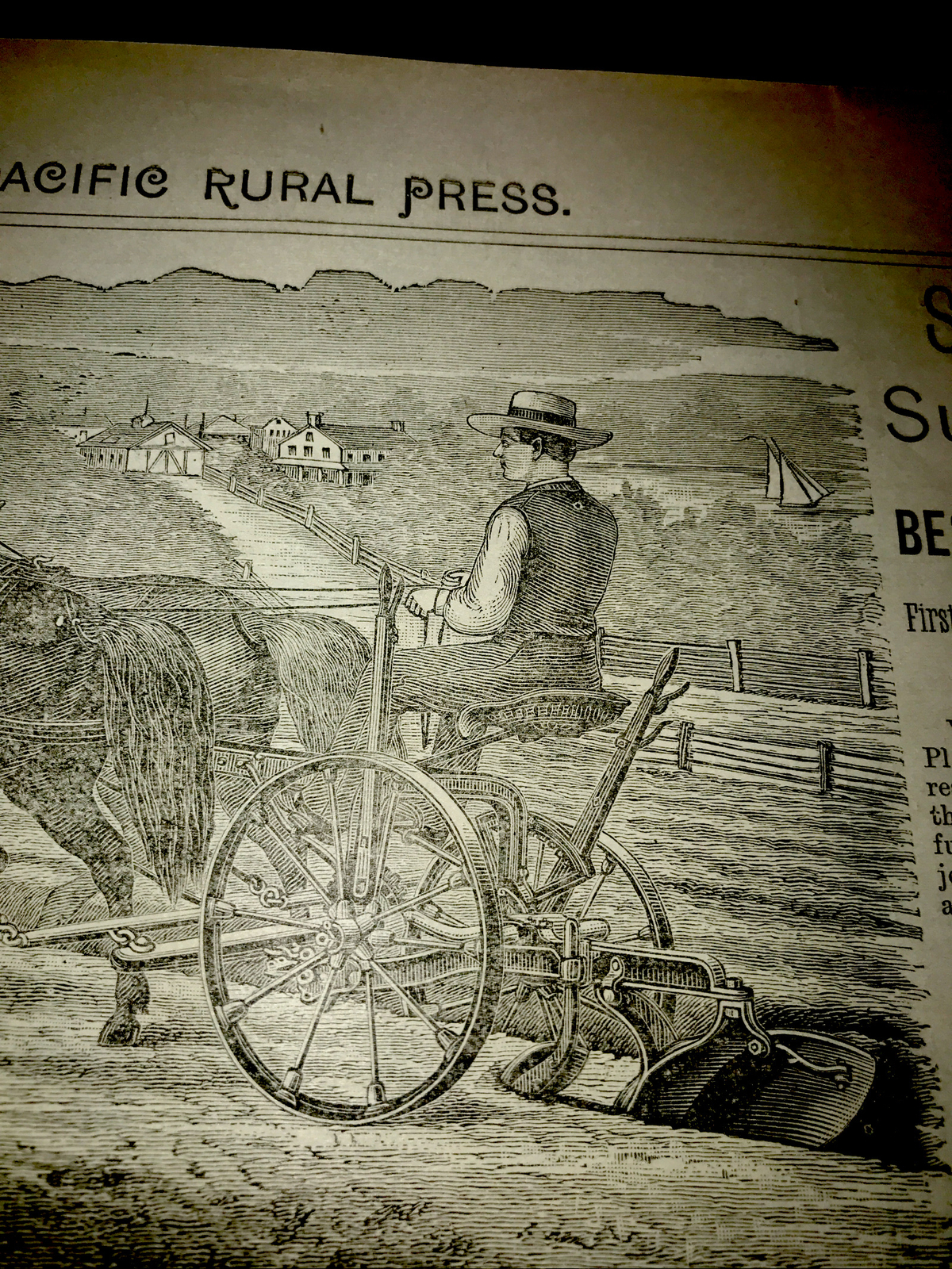 1883 Syracuse Sulky Plow Farm Engraving Advertising – San Francisco – California